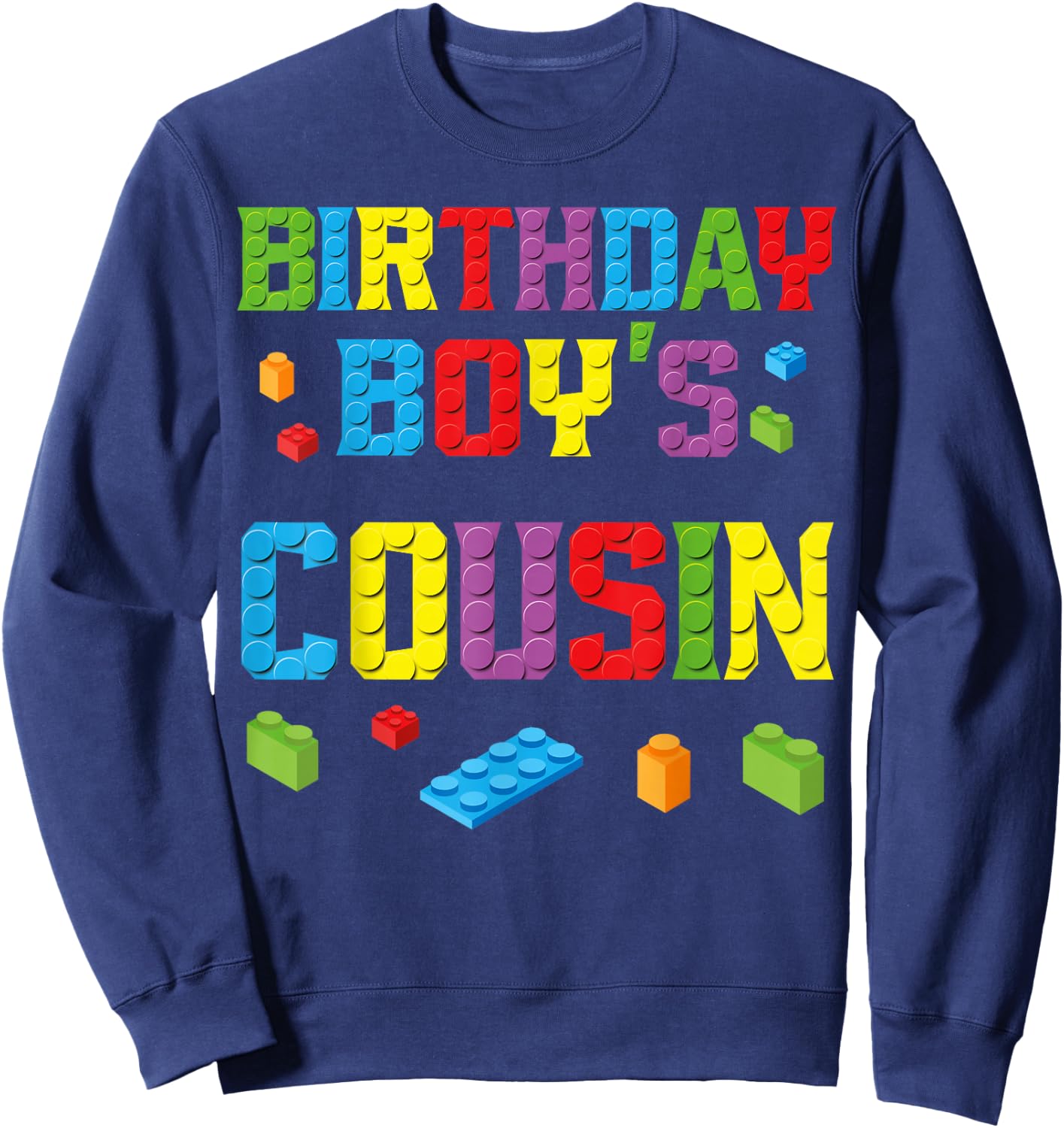 Master Builder Birthday Boy's Cousin Building Bricks Blocks Sweatshirt - Sweatshirt | Navy