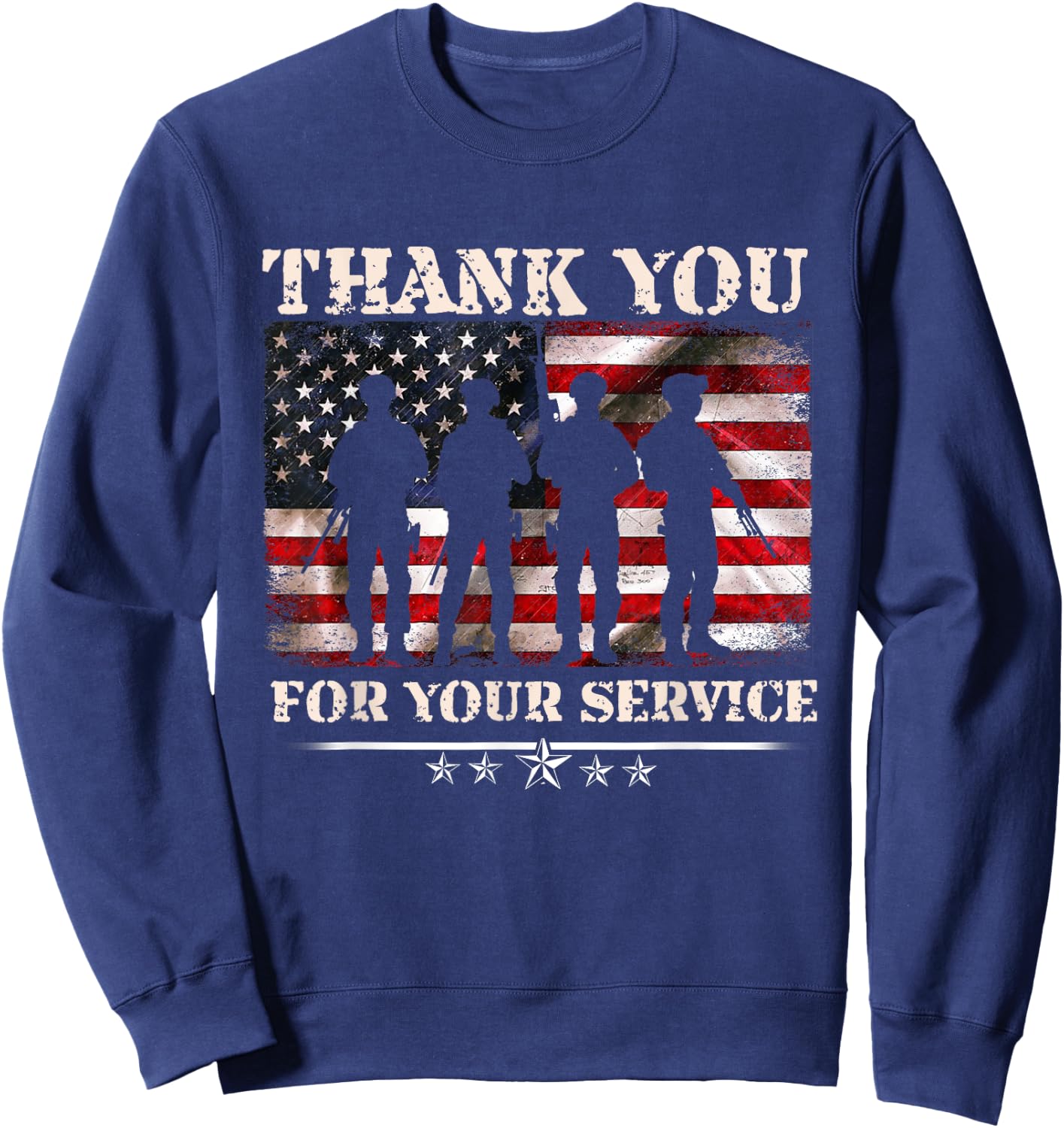 Thank You For Your Service American Flag Veterans Day Sweatshirt - Sweatshirt | Navy