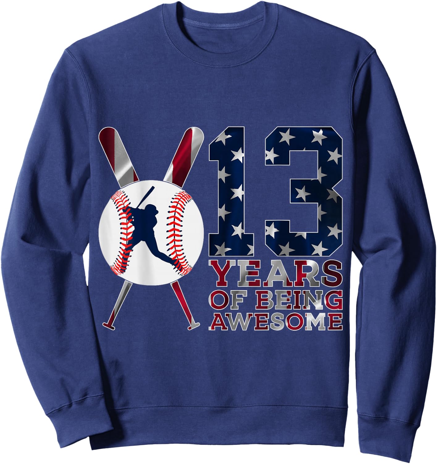 13 Years of Being Awesome Baseball 13th Birthday Sweatshirt - Sweatshirt | Navy