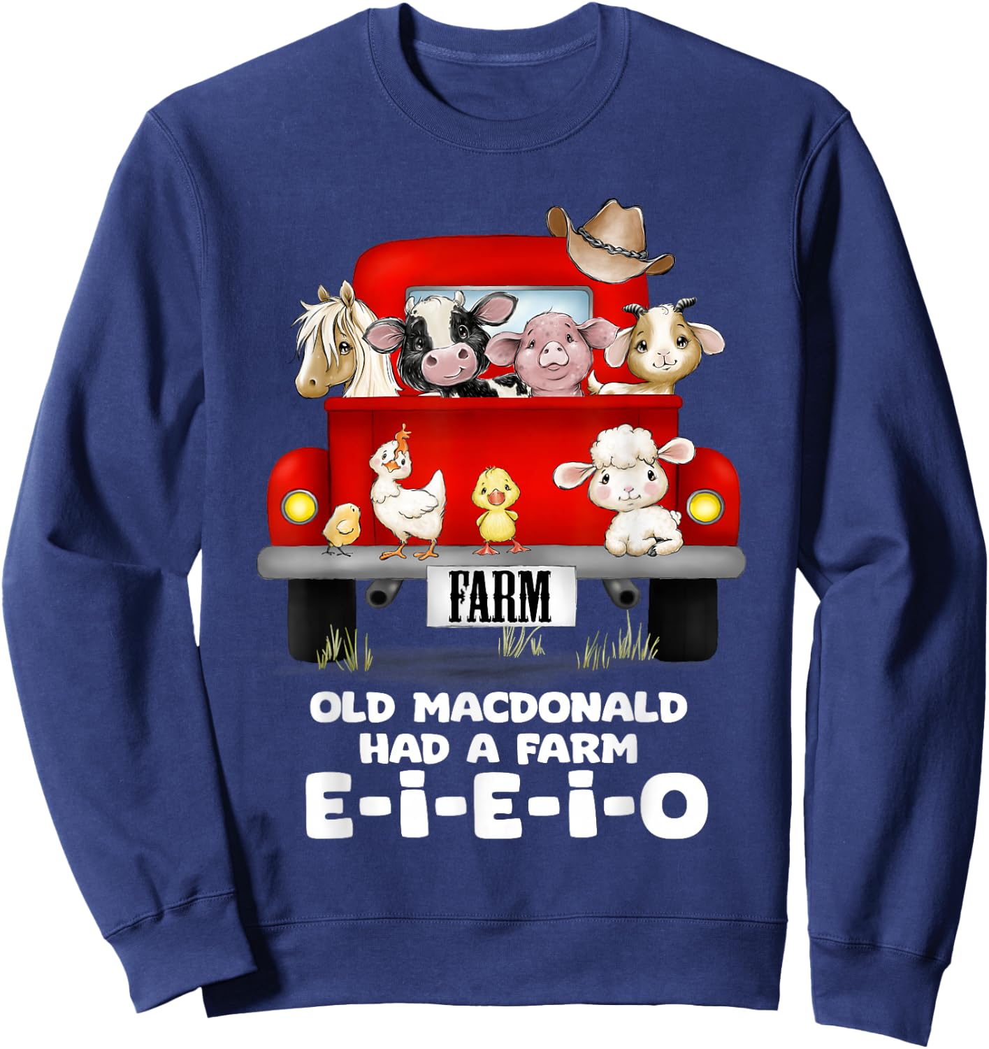 Toddler Kids Old MacDonald Had a Farm E-I-E-I-O Nursery Song Sweatshirt - Sweatshirt | Navy