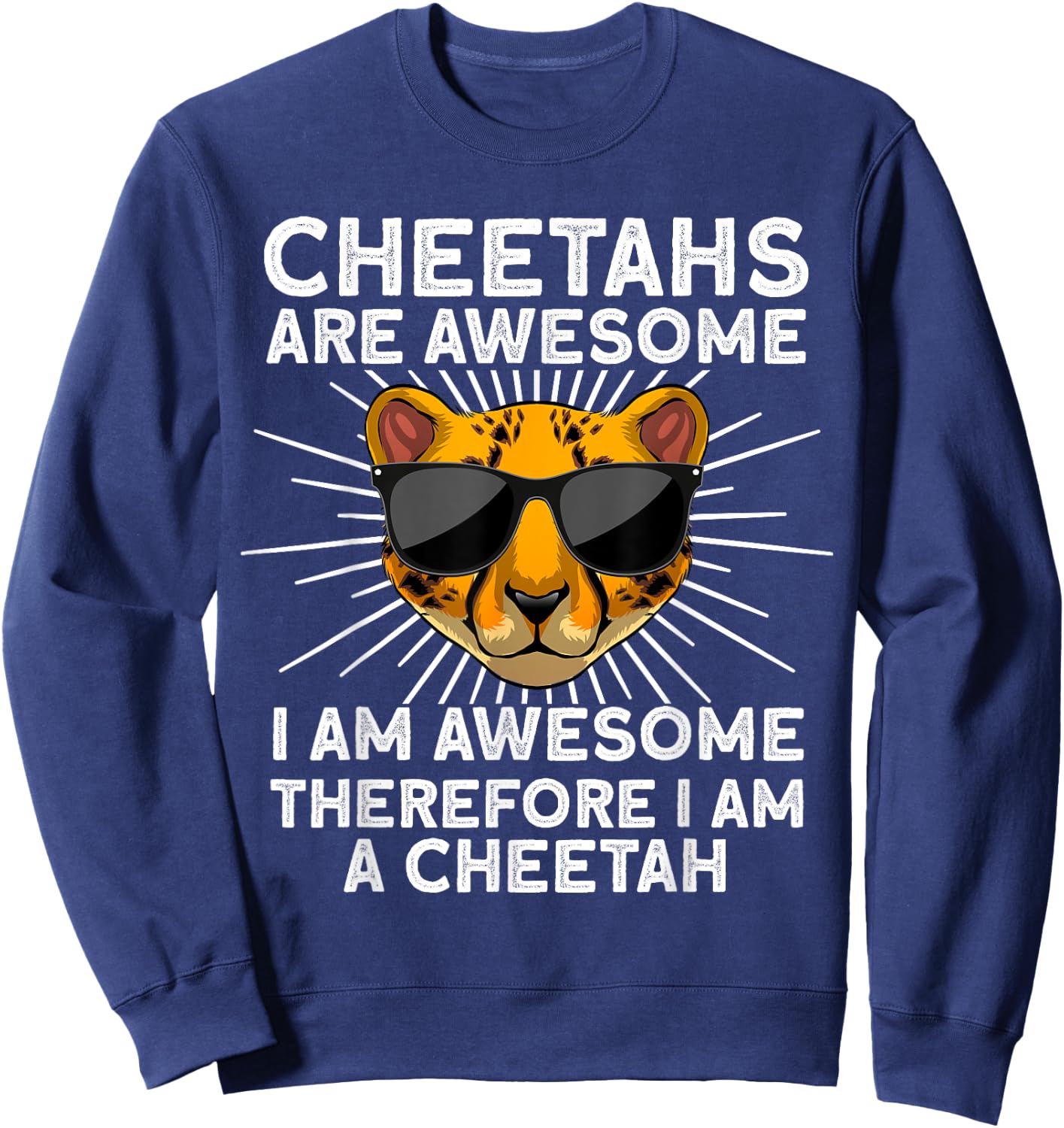 Cute Cheetah Design Women Cat Animal Cheetah Lover Sweatshirt - Sweatshirt | Navy