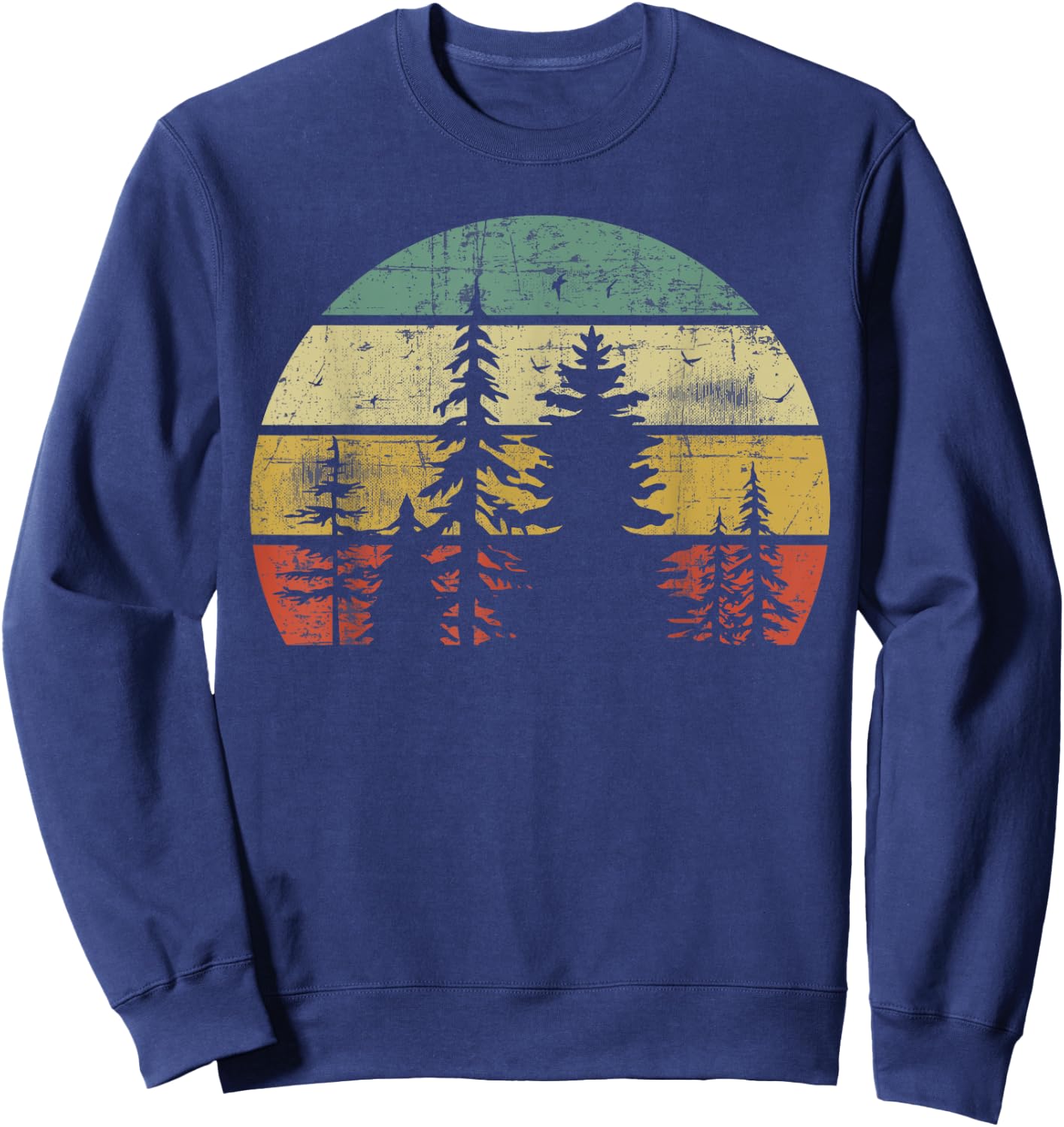 Retro Wildlife Trees Outdoors Nature Forest Sweatshirt - Sweatshirt | Navy