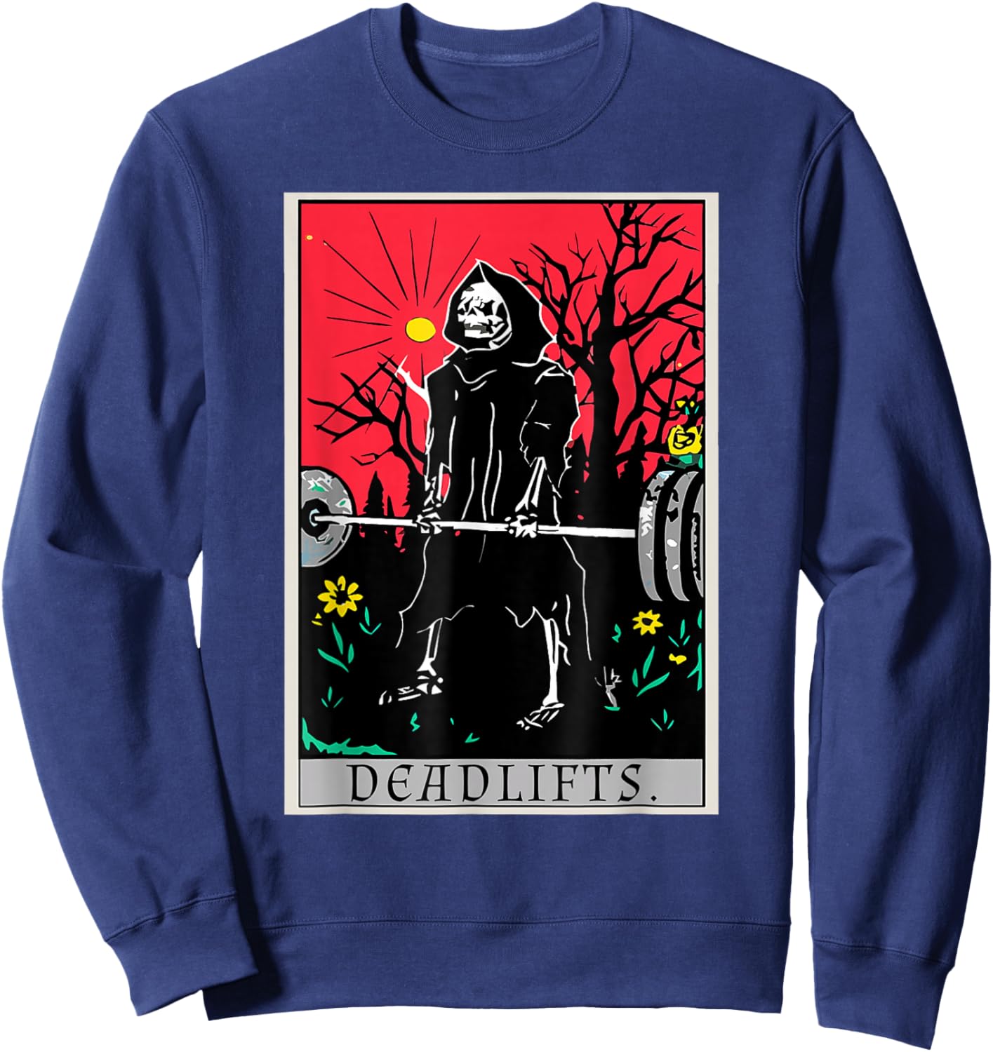 Tarot Card Funny Gym Deadlifts Workout Deadlift Fitness Sweatshirt - Sweatshirt | Navy