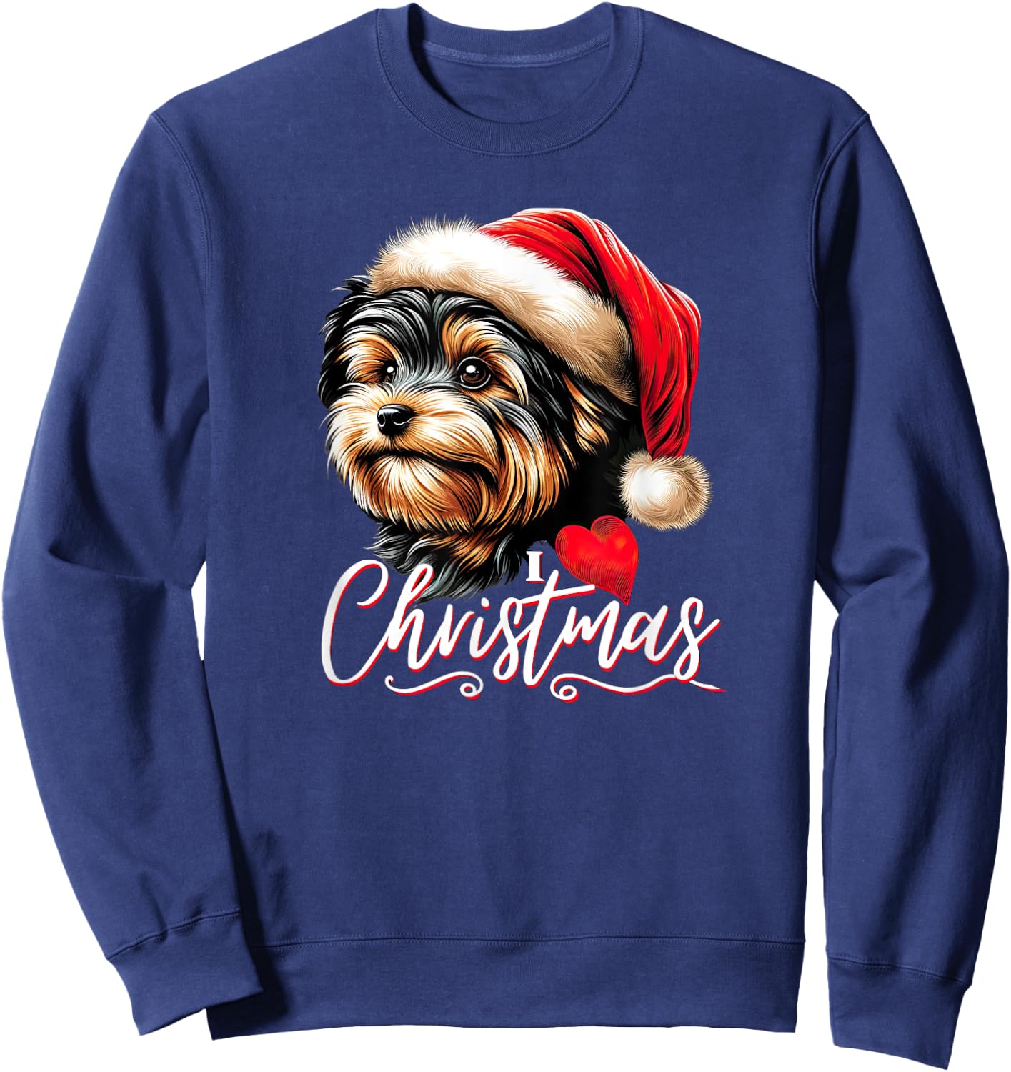 Yorkie Poo I Love Christmas Sweatshirt - Sweatshirt | Navy