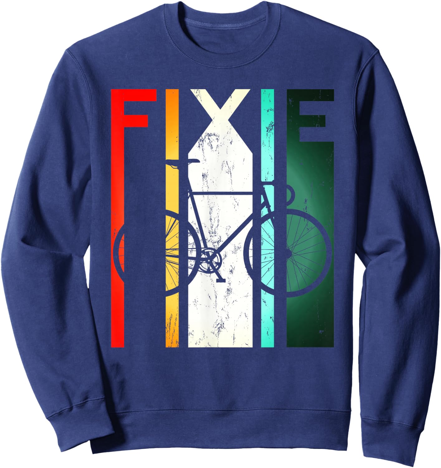 Fixie Retro Bike Single Speed Fixed Gear Velodrome Bicycle Sweatshirt - Sweatshirt | Navy
