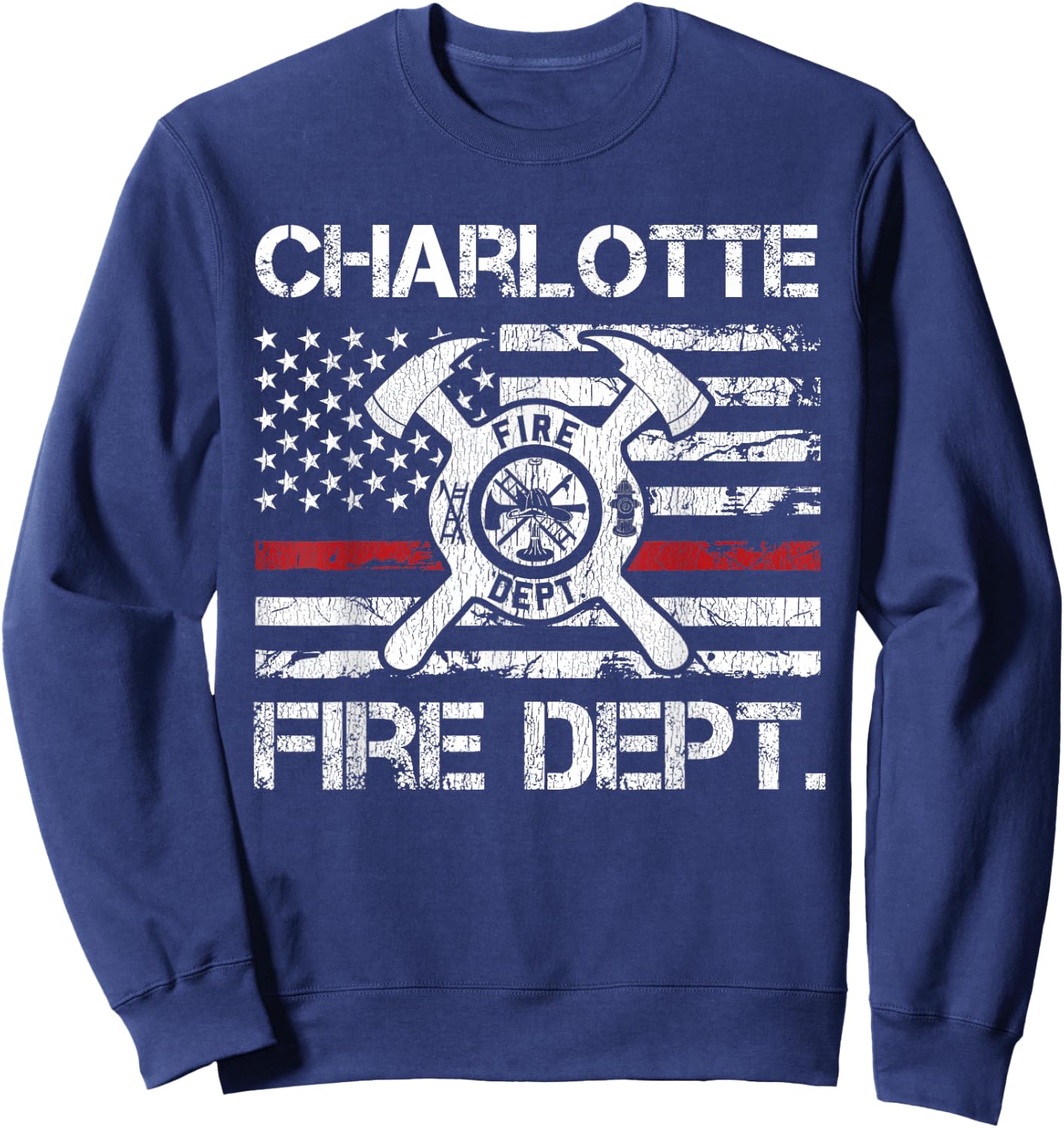 Charlotte North Carolina Fire Department Thin Red Line Sweatshirt - Sweatshirt | Navy