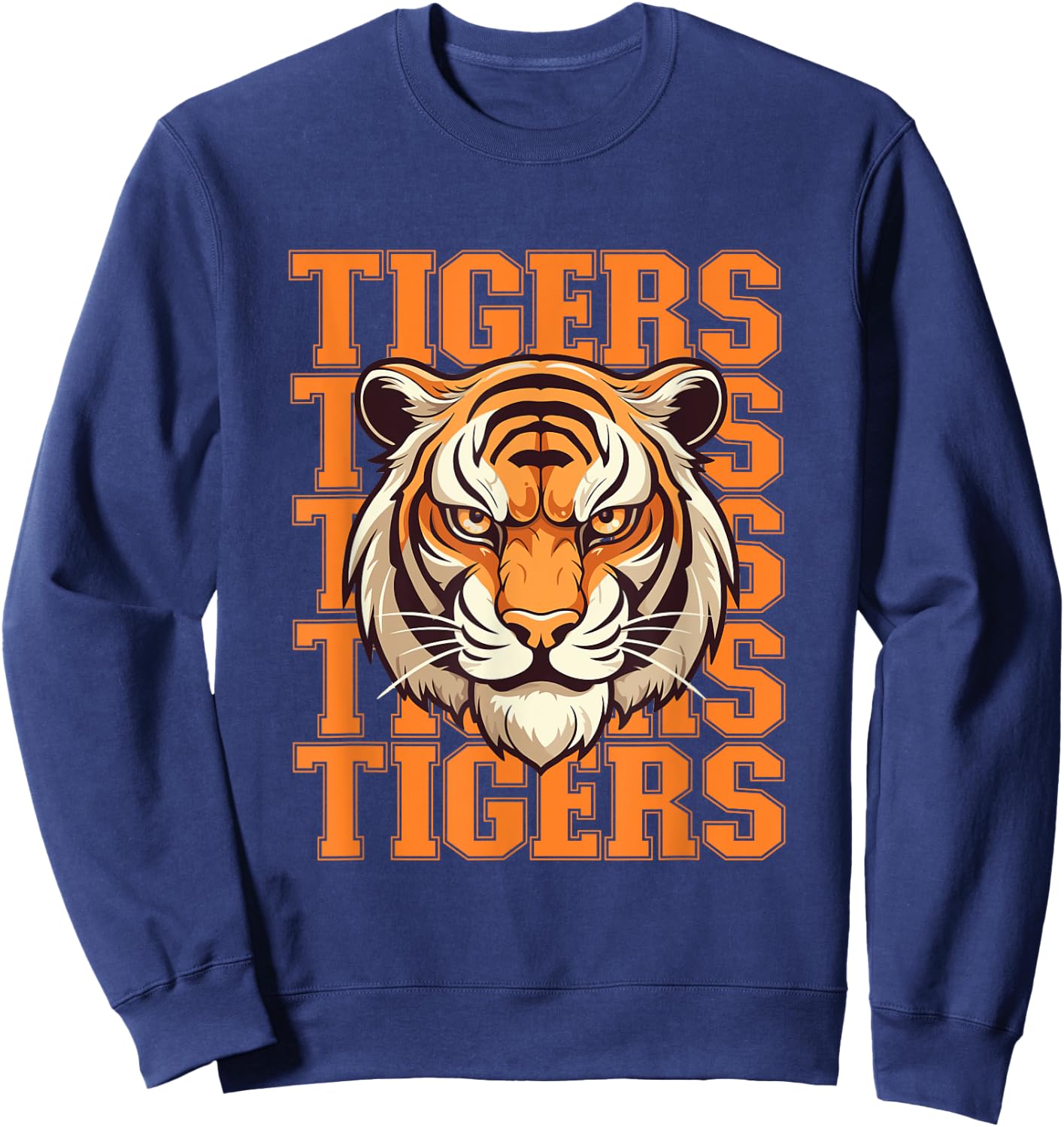 Football Tigers School Sports Fan Team Spirit Tigers Mascot Sweatshirt - Sweatshirt | Navy