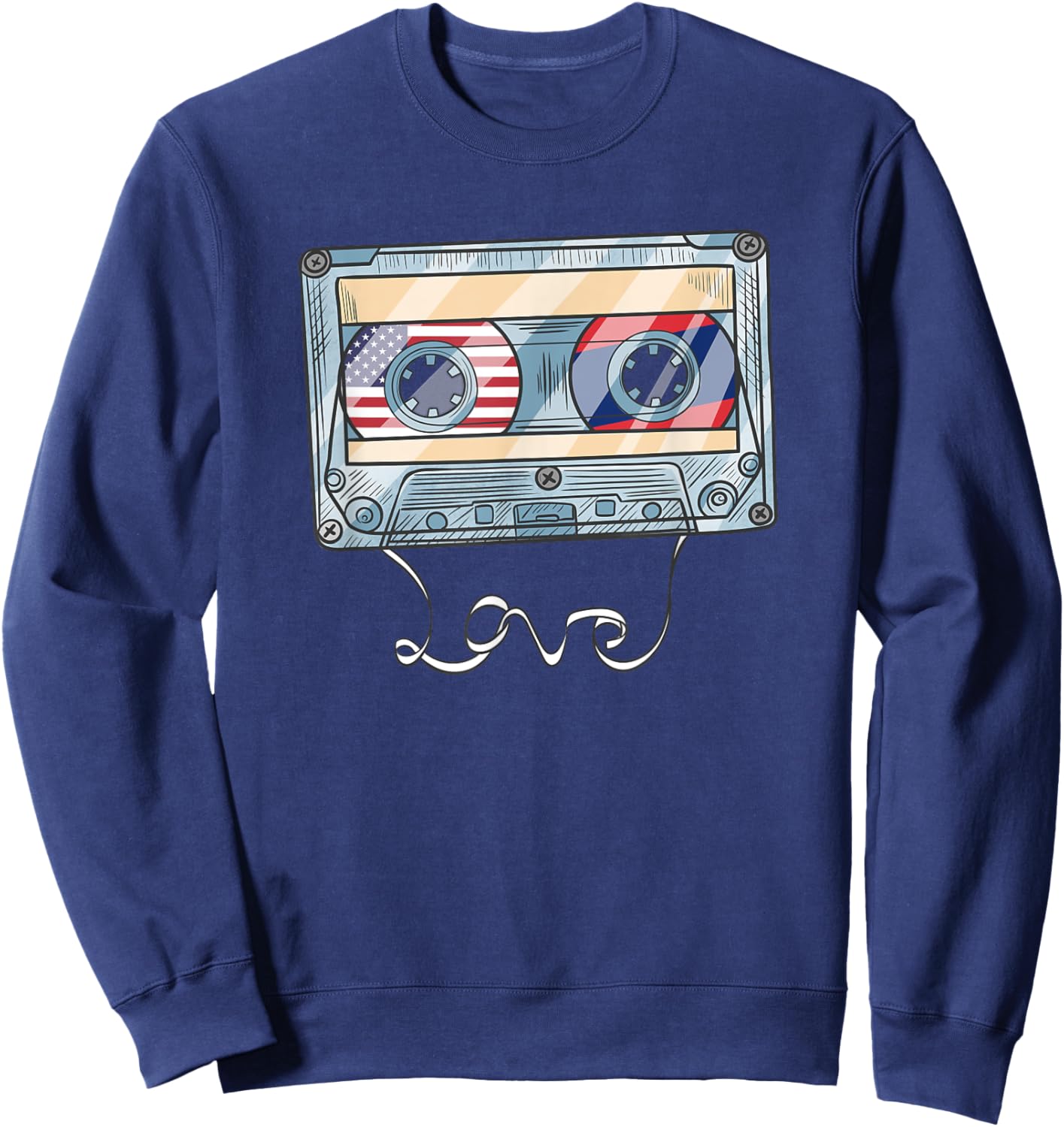 America USA American Laos Lao Laotian Mixed DNA Flag Sweatshirt - Sweatshirt | Navy