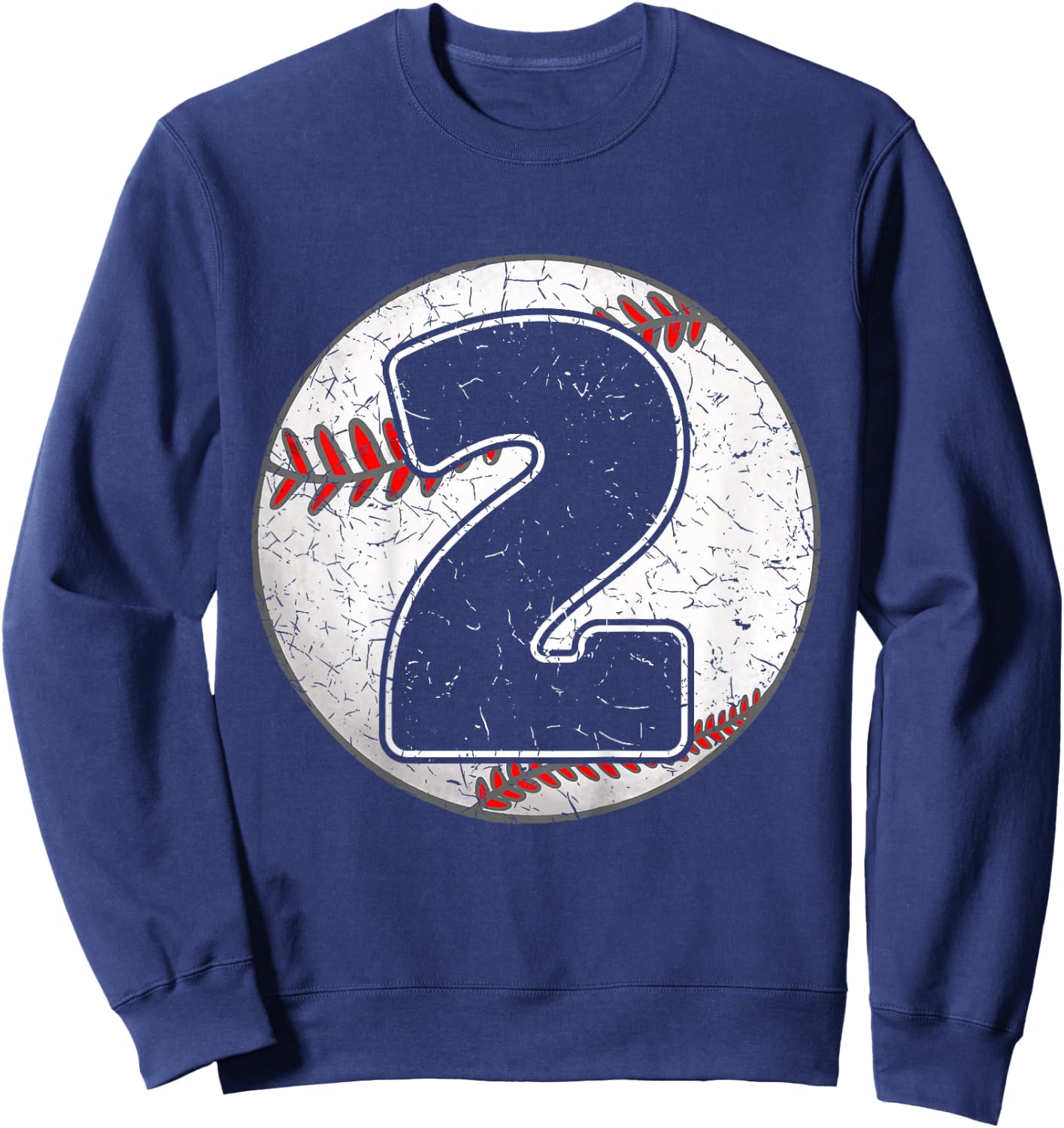 Kids Birthday Boy 2 Two Baseball 2nd Birthday Baseball Toddler Sweatshirt - Sweatshirt | Navy
