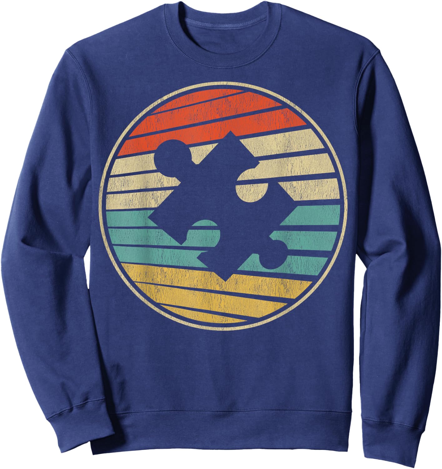 Autism Awareness Retro Vintage Autistic Kids Autism Puzzle Sweatshirt - Sweatshirt | Navy