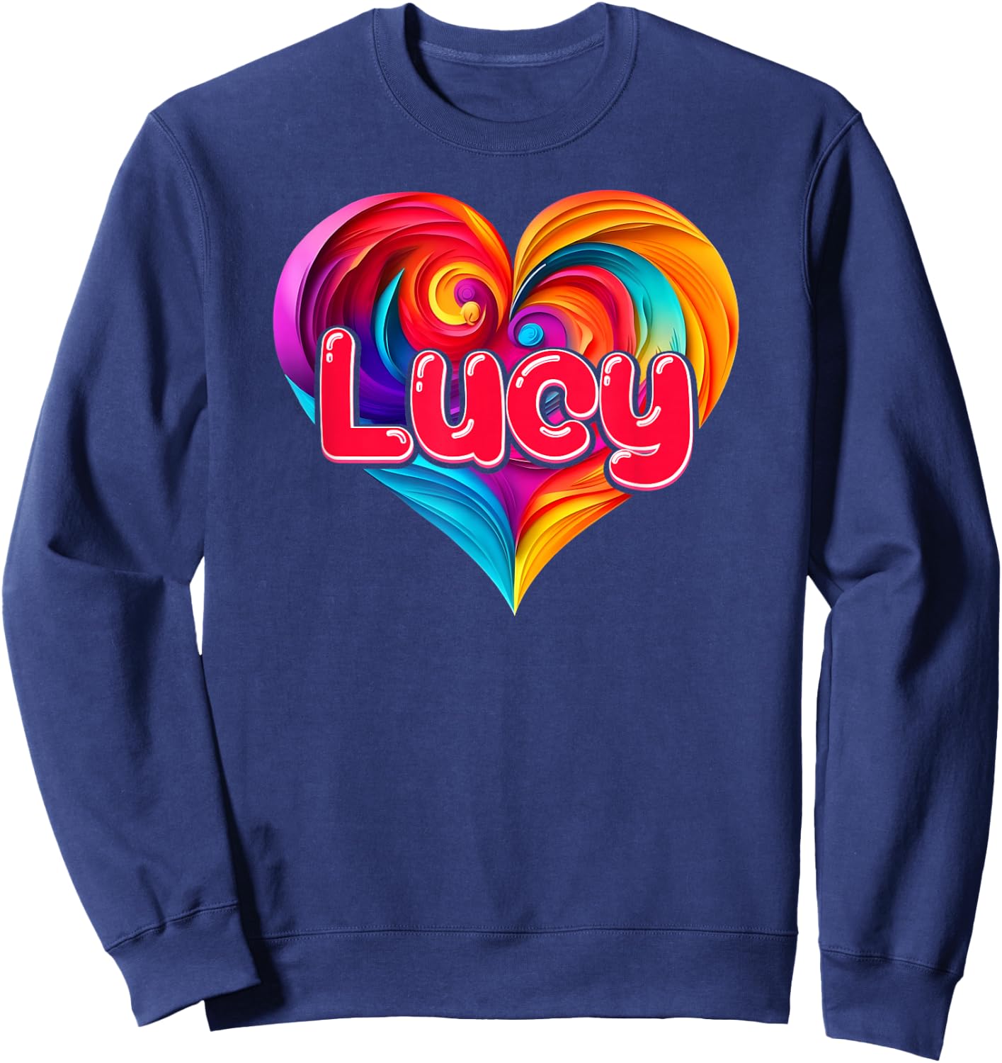 I Heart Love Lucy First Name Colorful Named Sweatshirt - Sweatshirt | Navy