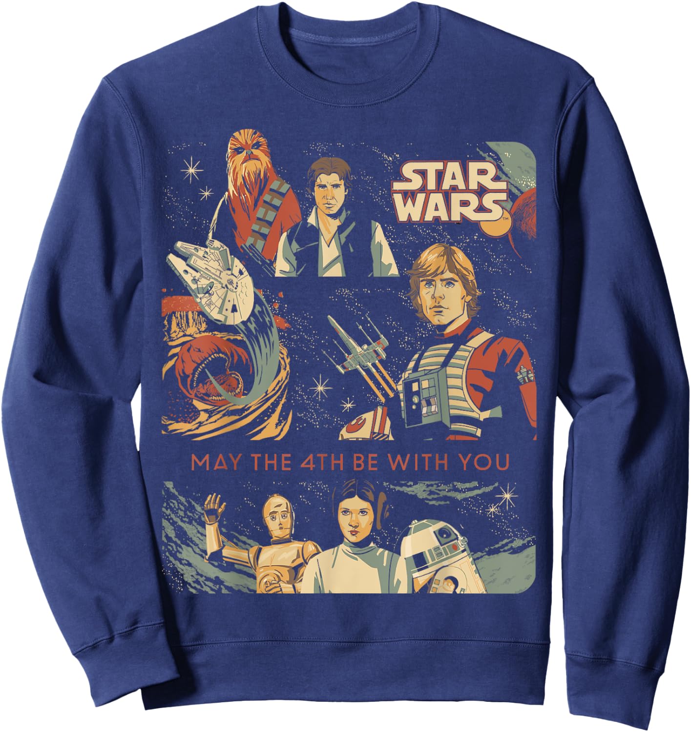 Star Wars May the 4th Be With You Classic Vintage Art Sweatshirt - Sweatshirt | Navy