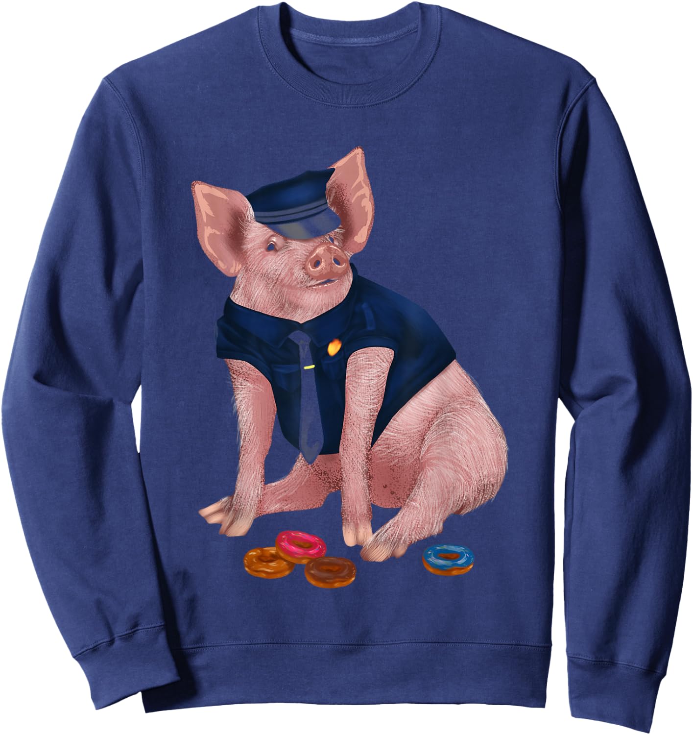 Humorous Police Doughnut Pig Cop For Policemen Sheriff Sweatshirt - Sweatshirt | Navy