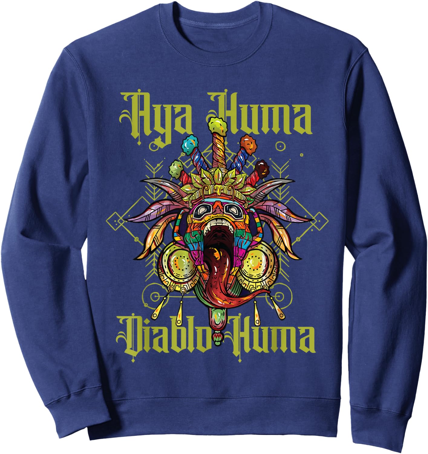 Aya Huma Festival Mask Spirit Head Two Faces Diablo Huma Sweatshirt - Sweatshirt | Navy
