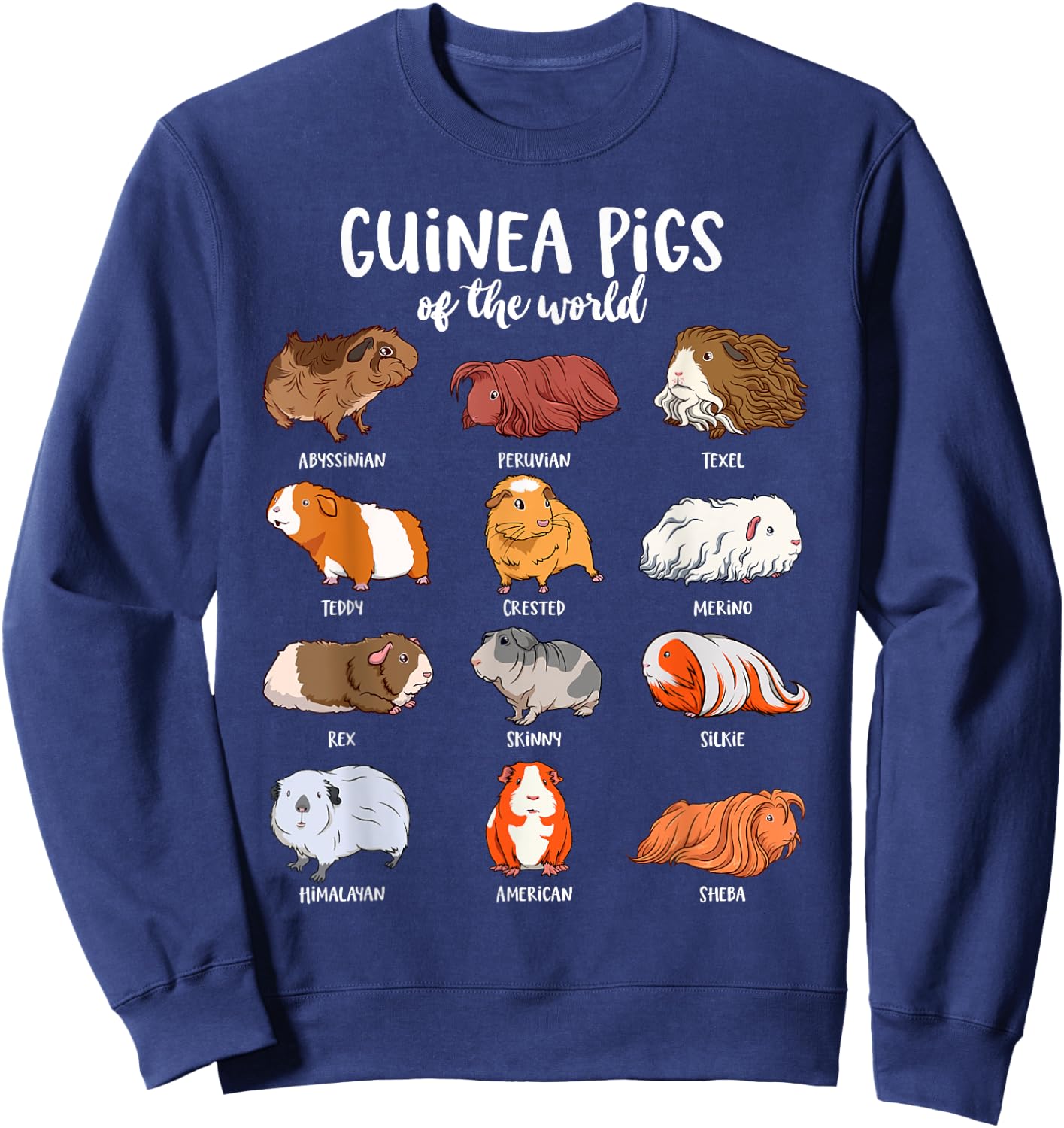 Cartoon guinea pigs - Types of Guinea pigs Sweatshirt - Sweatshirt | Navy