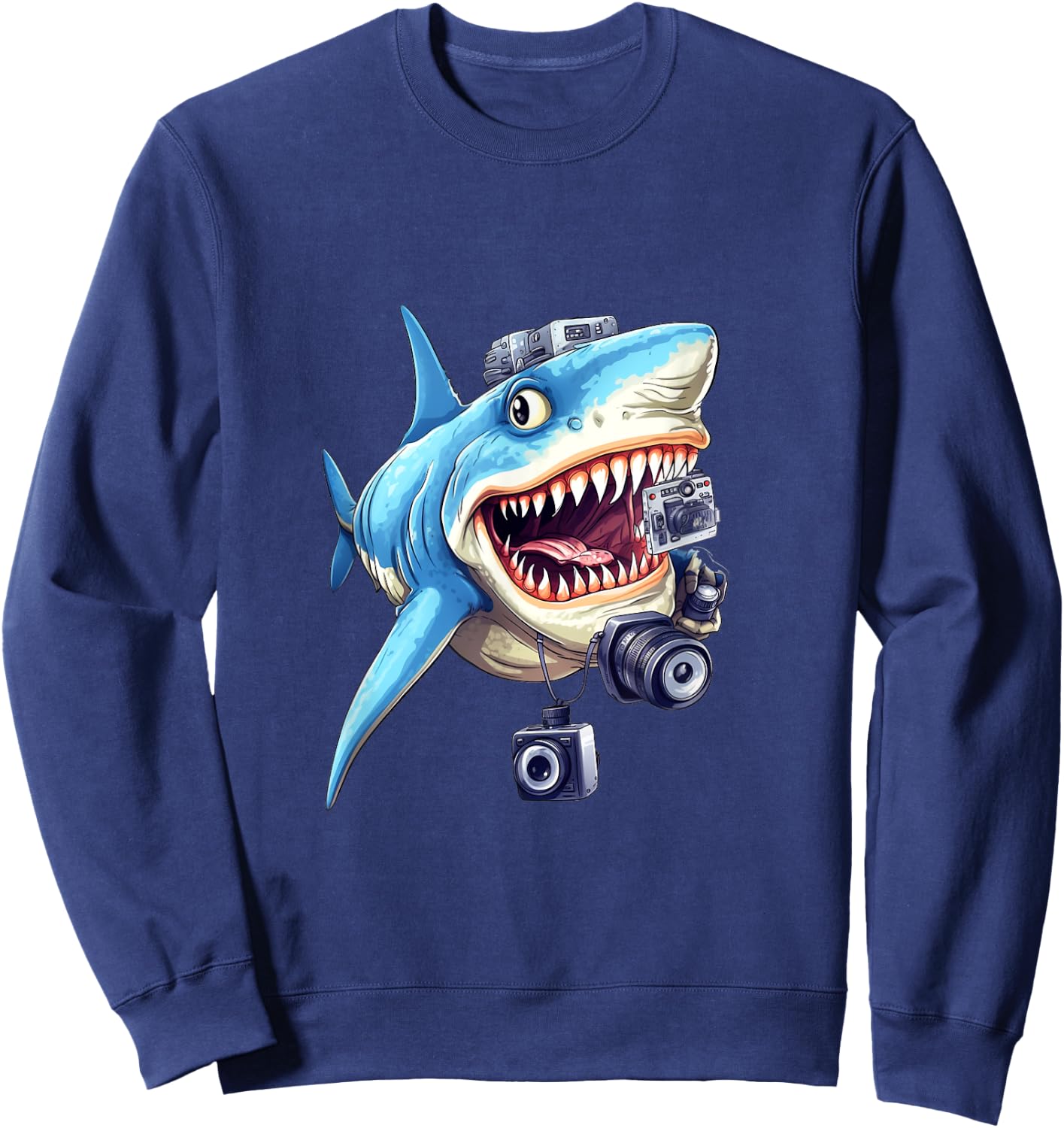 Shark Photographer Camera Photograph Photography Shark Lover Sweatshirt - Sweatshirt | Navy
