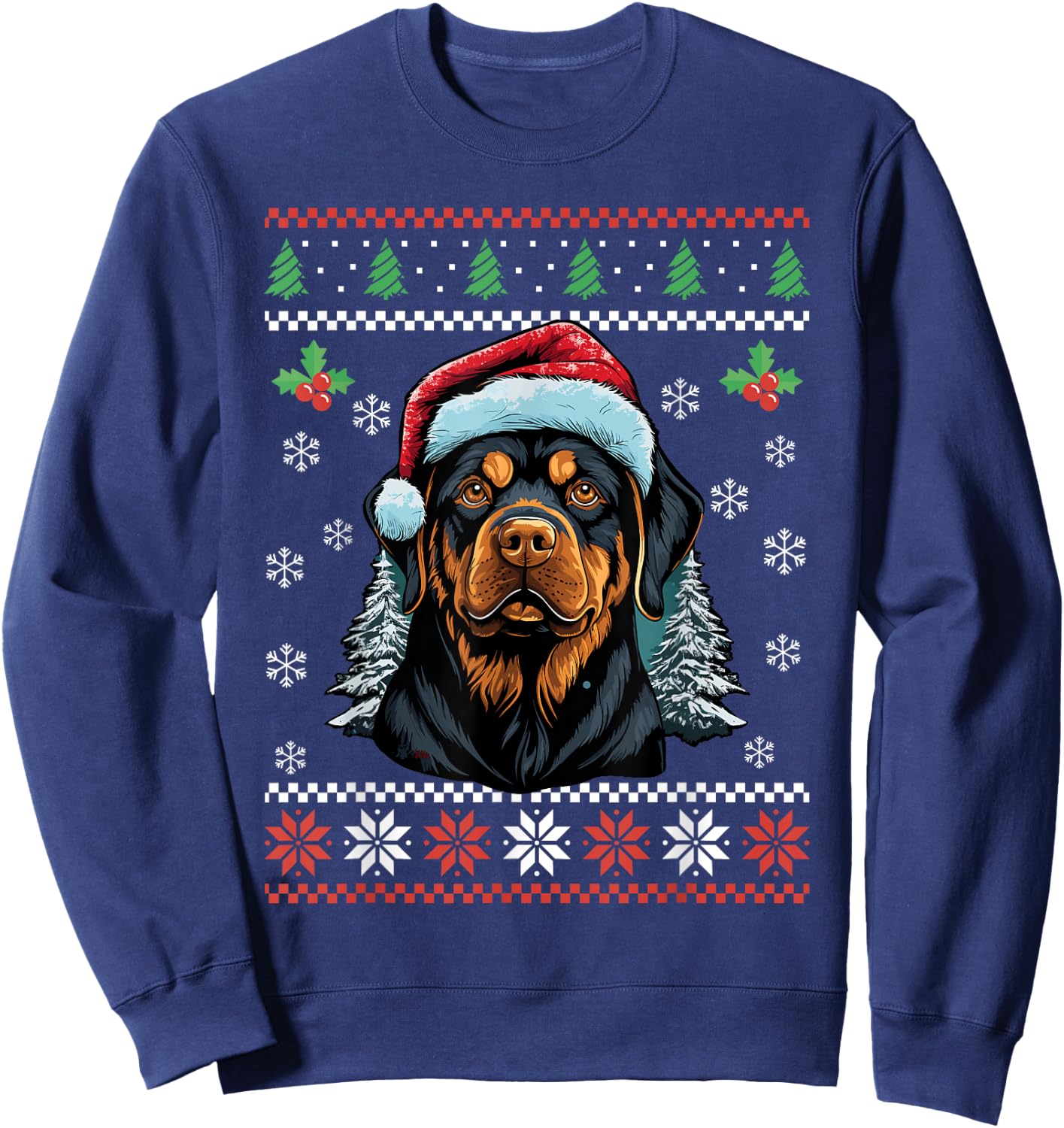 Rottweiler Dog Ugly Christmas Sweater Xmas For Adults Kids Sweatshirt - Sweatshirt | Navy