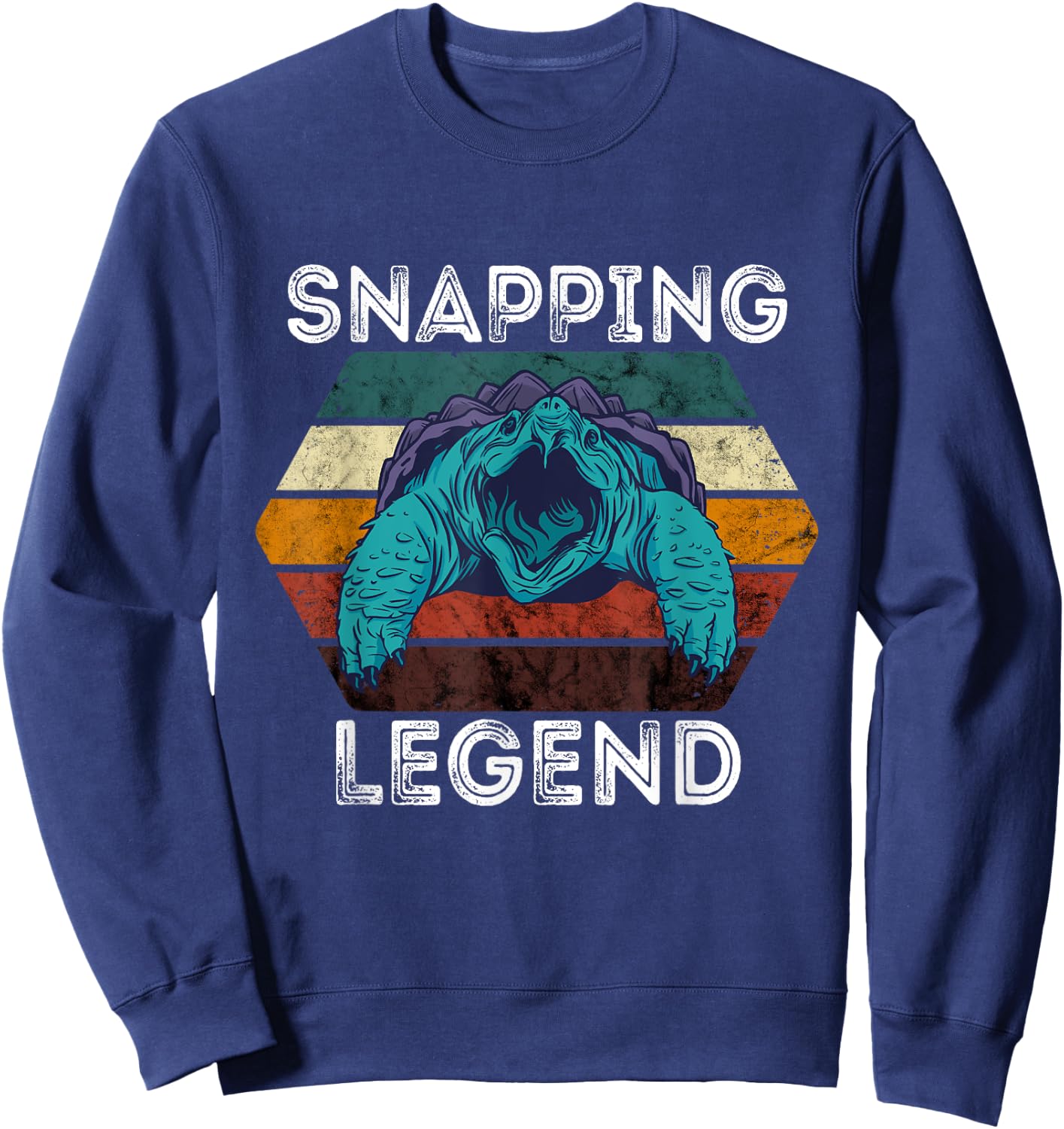 Snapping Legend Aligator Snapping Turtle Retro Reptile Lover Sweatshirt - Sweatshirt | Navy