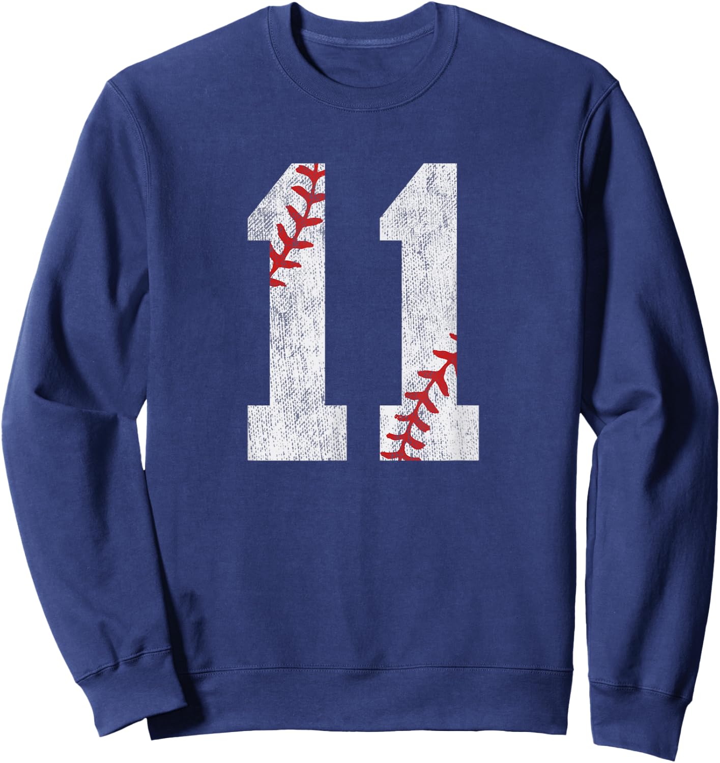 Number #11 Vintage 11th Birthday Baseball Lover 11 Years Old Sweatshirt - Sweatshirt | Navy