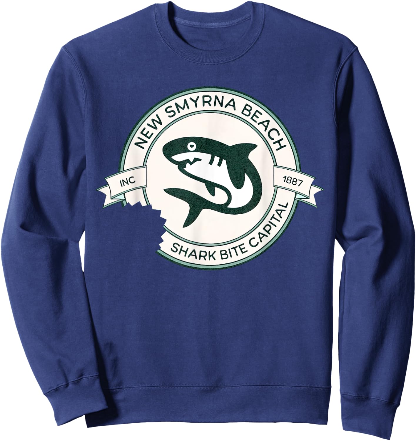New Smyrna Beach: Shark Bite Capital Of The World Graphic Women Girls Kids Sweatshirt - Sweatshirt | Navy