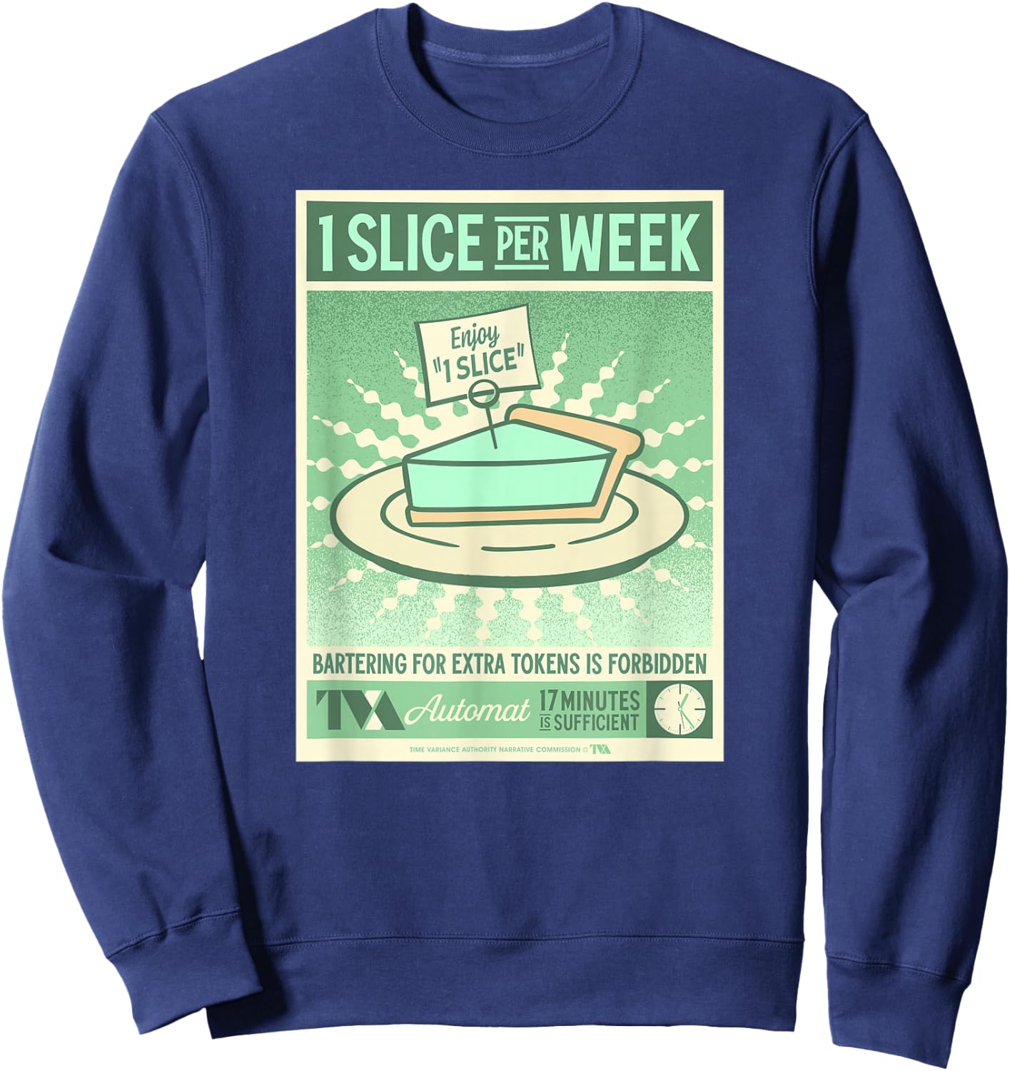 Marvel Studios Loki Season 2 TVA Automat 1 Slice of Pie MCU Sweatshirt - Sweatshirt | Navy
