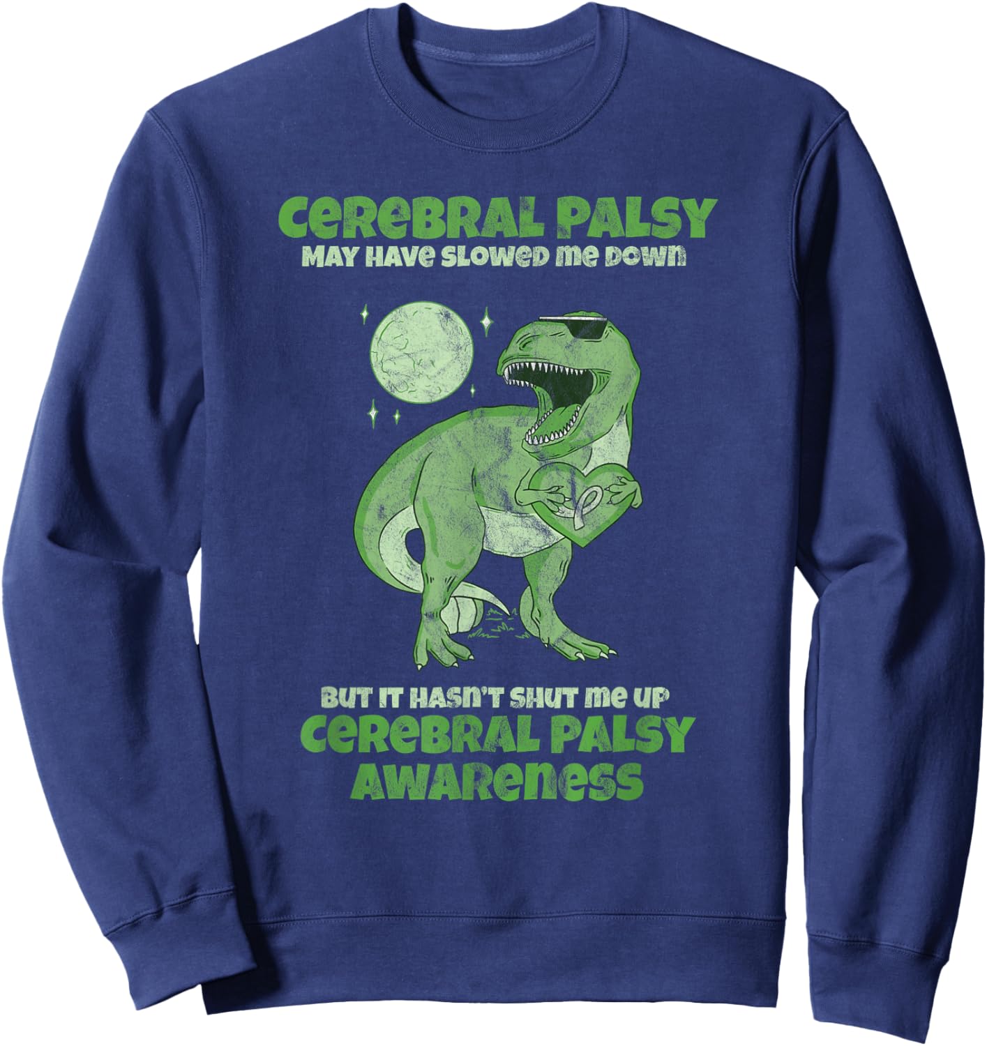 CP Brain Damage Cute Dinosaur Kids Cerebral Palsy Awareness Sweatshirt - Sweatshirt | Navy