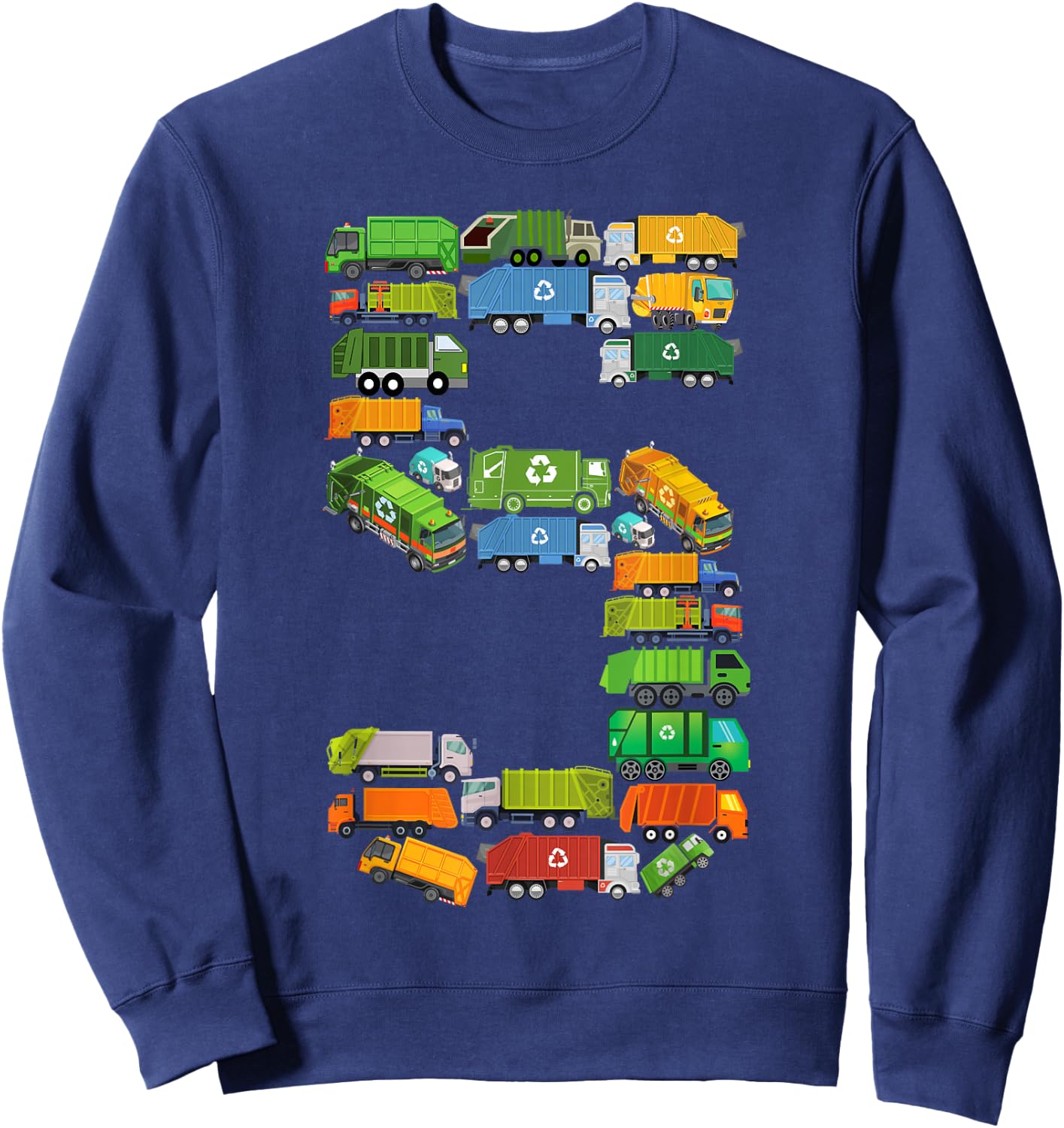 Fun Garbage Truck 5th Birthday Party 5 Year Old Boy Kids Sweatshirt - Sweatshirt | Navy