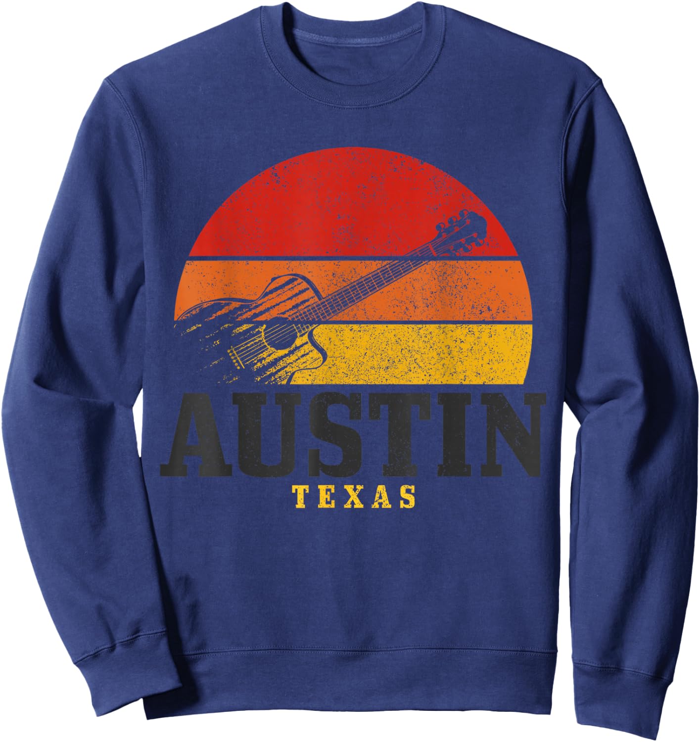 Austin Texas Guitar Country Music Folk Jazz Vintage Sweatshirt - Sweatshirt | Navy