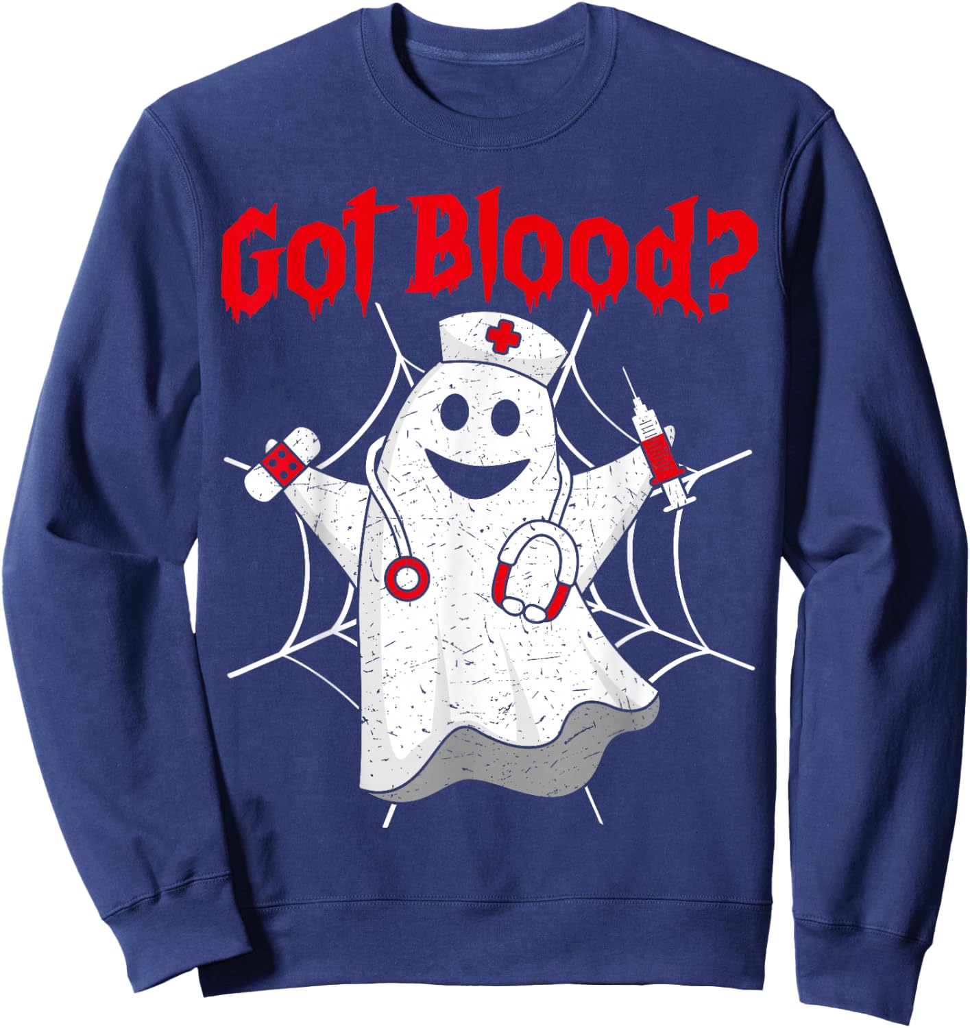Halloween Ghost Funny Phlebotomist Phlebotomy Men Women Sweatshirt - Sweatshirt | Navy