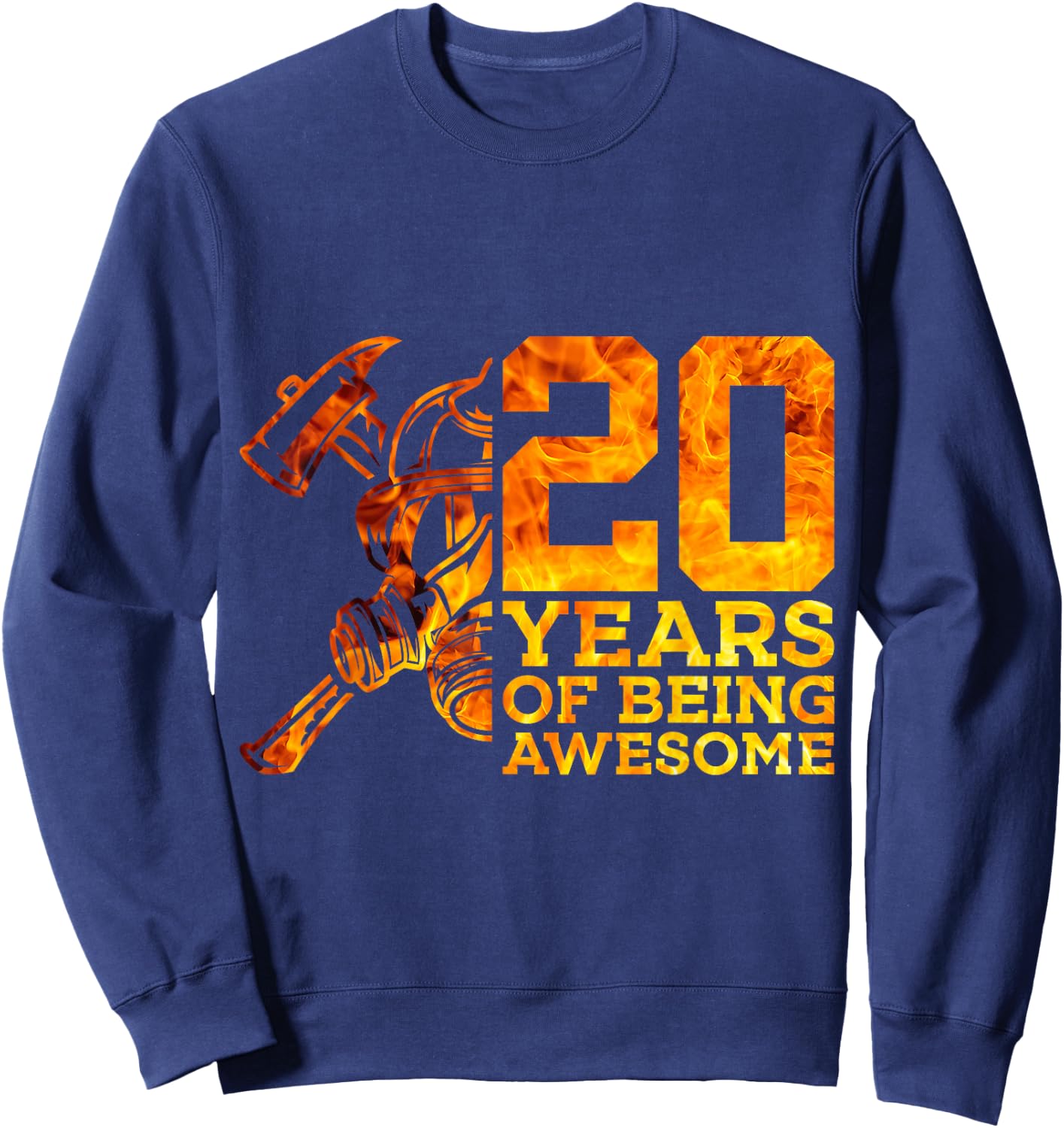 20 Years of Being Awesome Fire 20th Birthday Sweatshirt - Sweatshirt | Navy