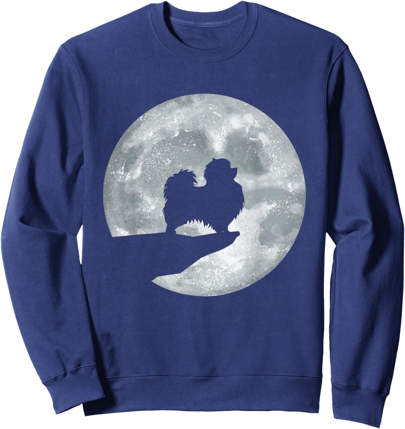 Pomeranian Dog And Moon - Animal Dog Owner Puppy Lover Women Girls Kids Sweatshirt - Sweatshirt | Navy