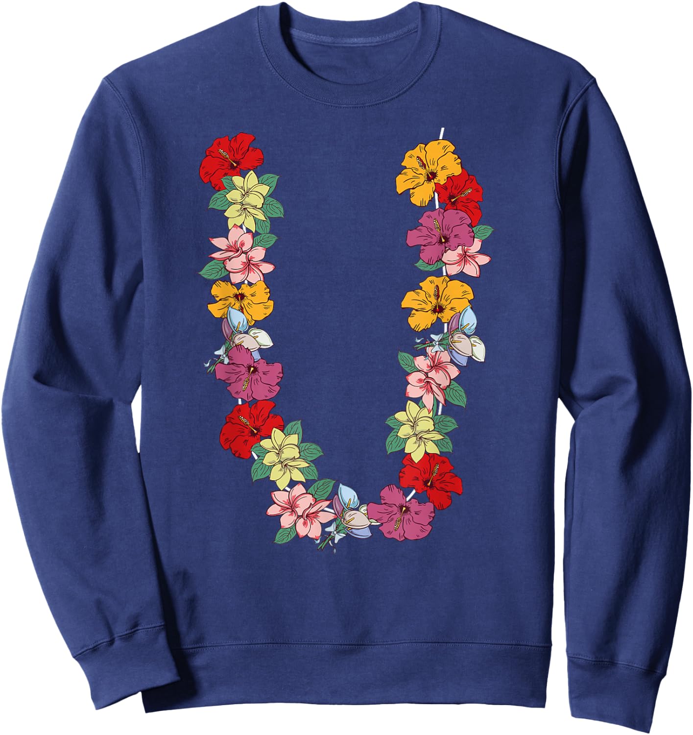 Tropical Summer Holiday Hawaiian Flower Lei Hawaii Sweatshirt - Sweatshirt | Navy