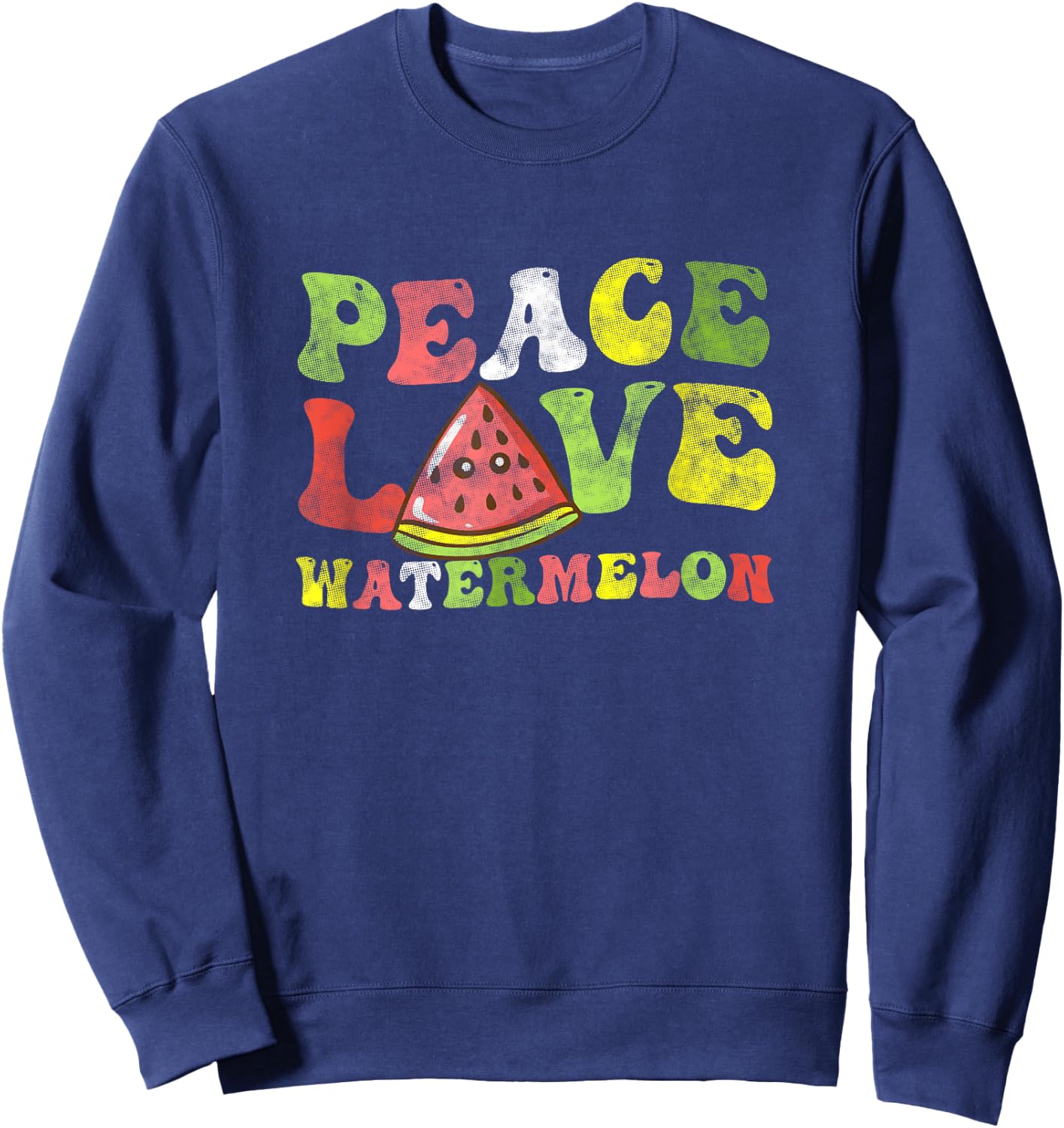 Peace Love Watermelon Summer Women Sweatshirt - Sweatshirt | Navy