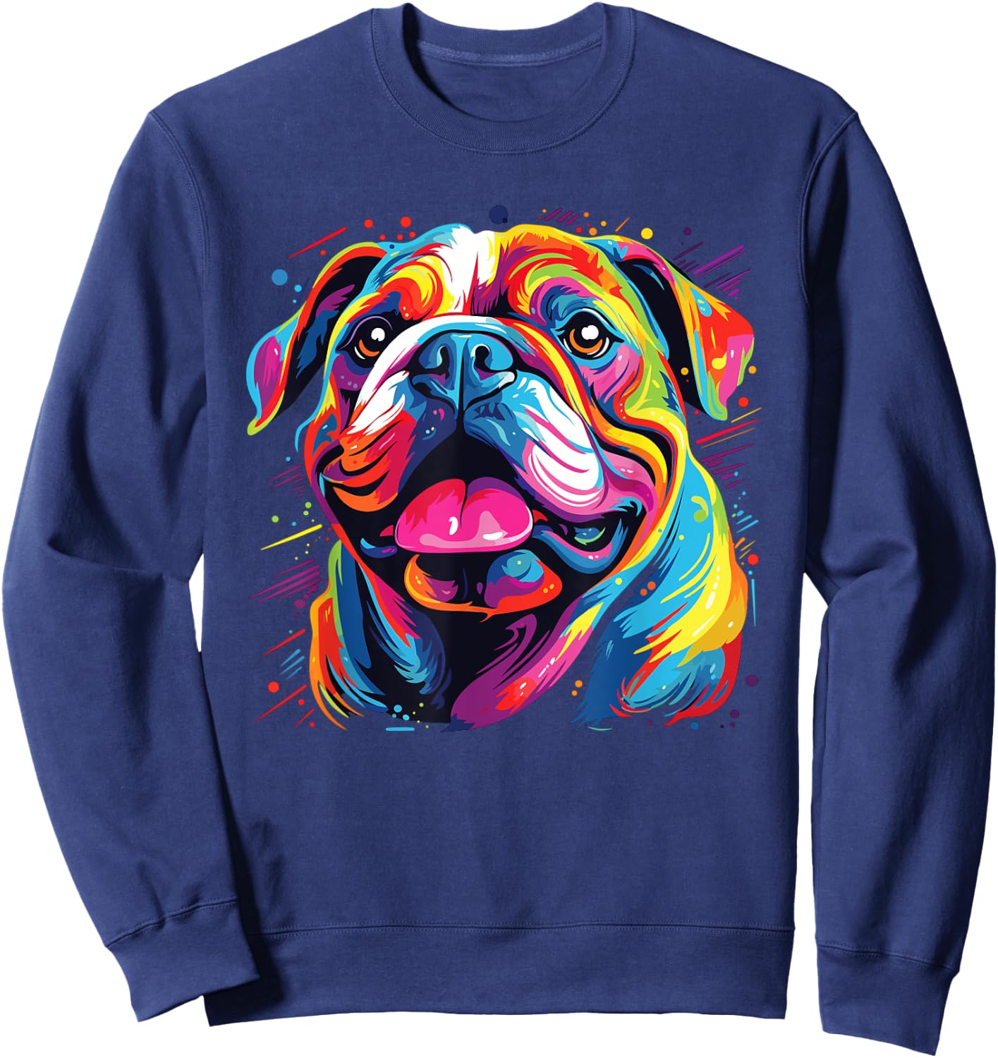 Watercolor Colorful Bulldog Dogs Women Kids Sweatshirt - Sweatshirt | Navy