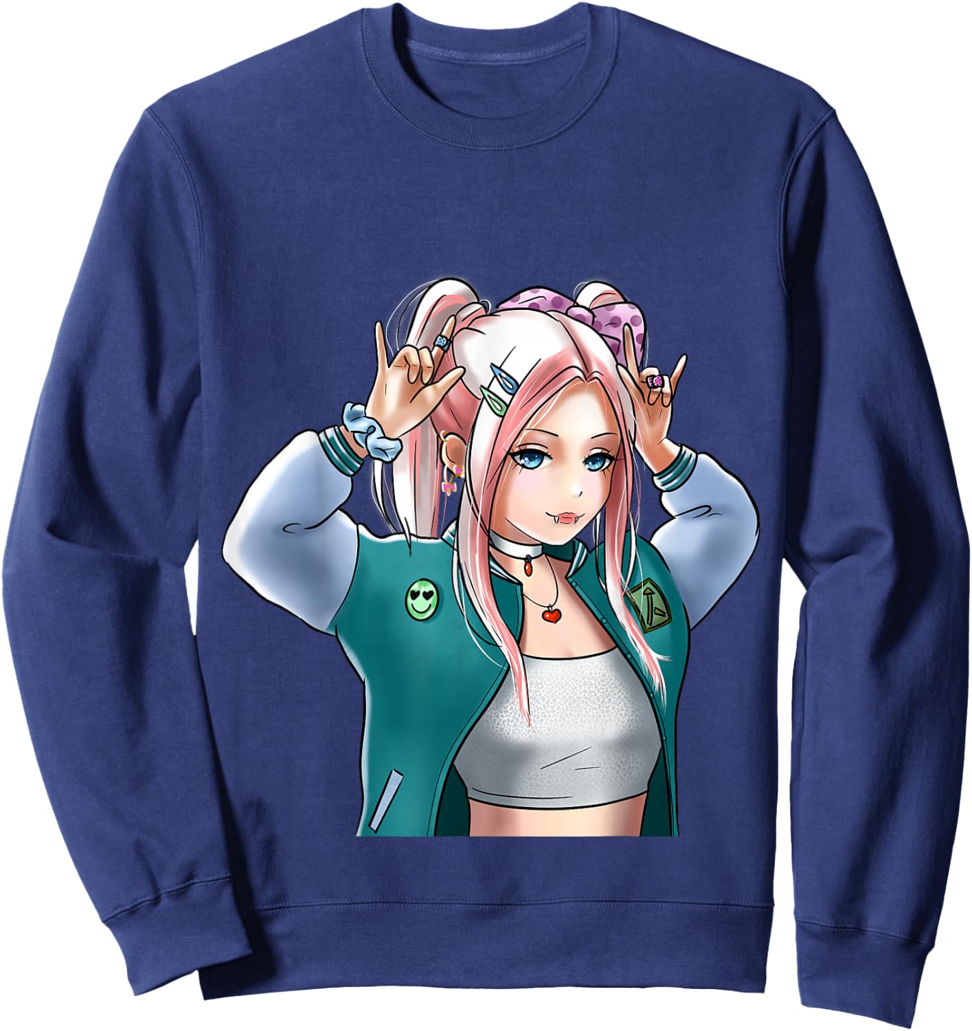 Anime Girl | Otaku Kawaii | Japanese Anime Sweatshirt - Sweatshirt | Navy
