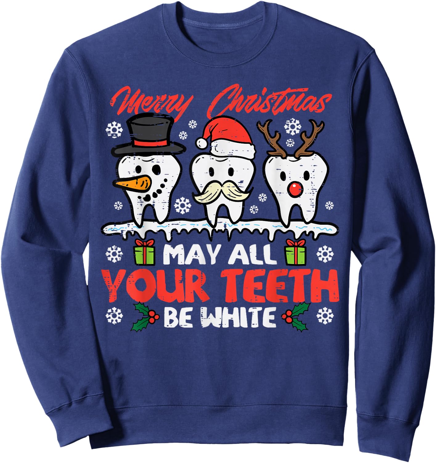 Christmas All Teeth White Xmas Dentist Dental Squad Women Sweatshirt - Sweatshirt | Navy