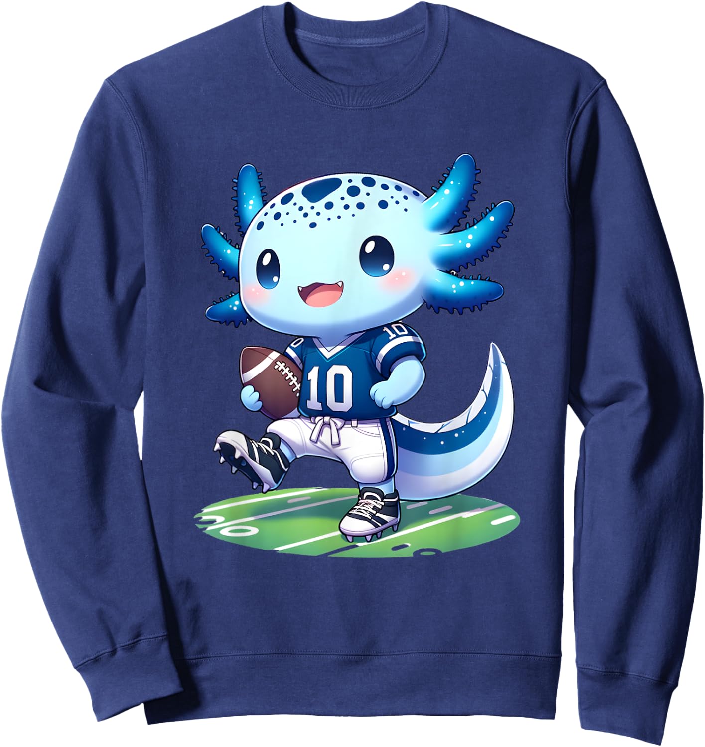 Funny axolotl football player boys girls Sweatshirt - Sweatshirt | Navy