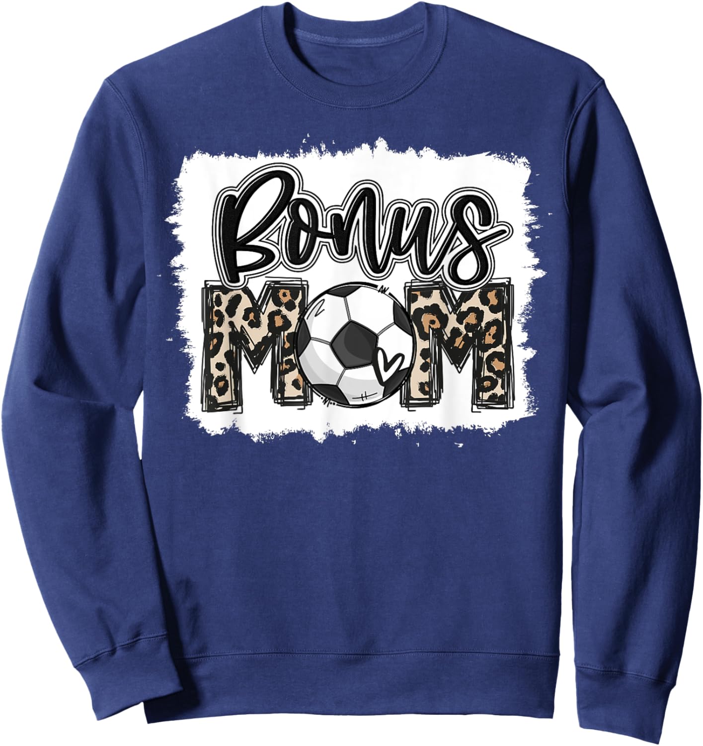 Funny Soccer Bonus Mom Leopard Mama Cool Mother's Day Cute Sweatshirt - Sweatshirt | Navy
