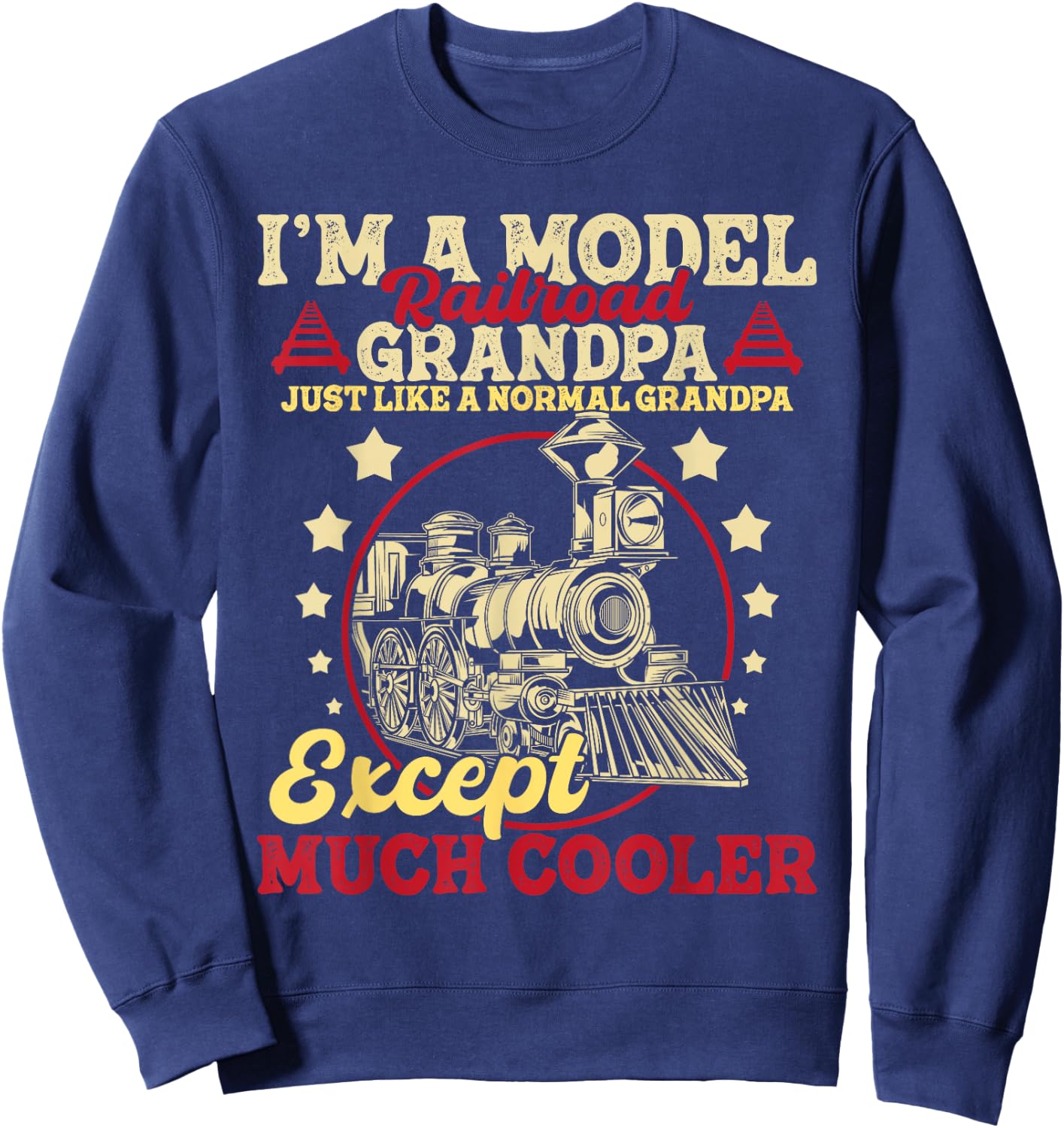 I'm A Model Railroad Grandpa - Grandparent Model Train Lover Sweatshirt - Sweatshirt | Navy
