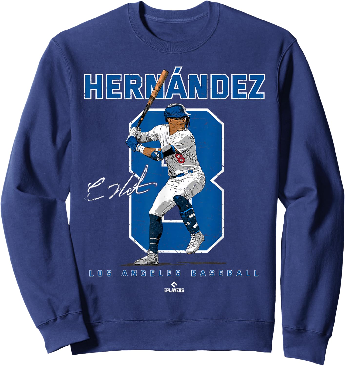 Number and Portrait Kike Hernandez Los Angeles MLBPA Sweatshirt - Sweatshirt | Navy