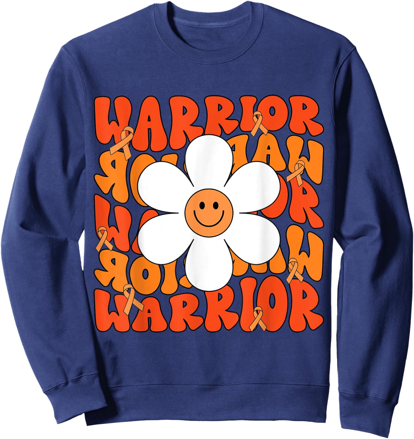Leukemia Cancer Orange Ribbon Leukemia Cancer Warrior Sweatshirt - Sweatshirt | Navy