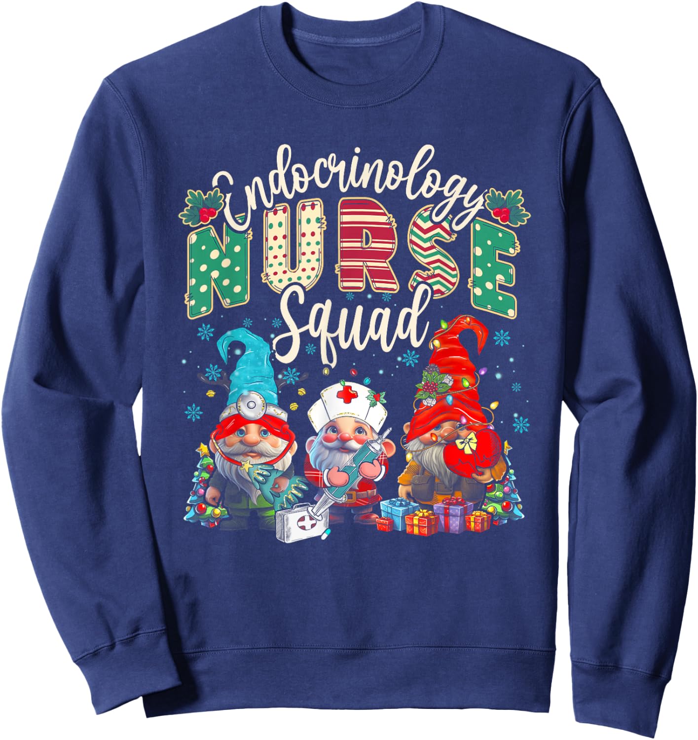 Endocrinology Nurse Squad Christmas Gnomes Endocrine Nurse Sweatshirt - Sweatshirt | Navy