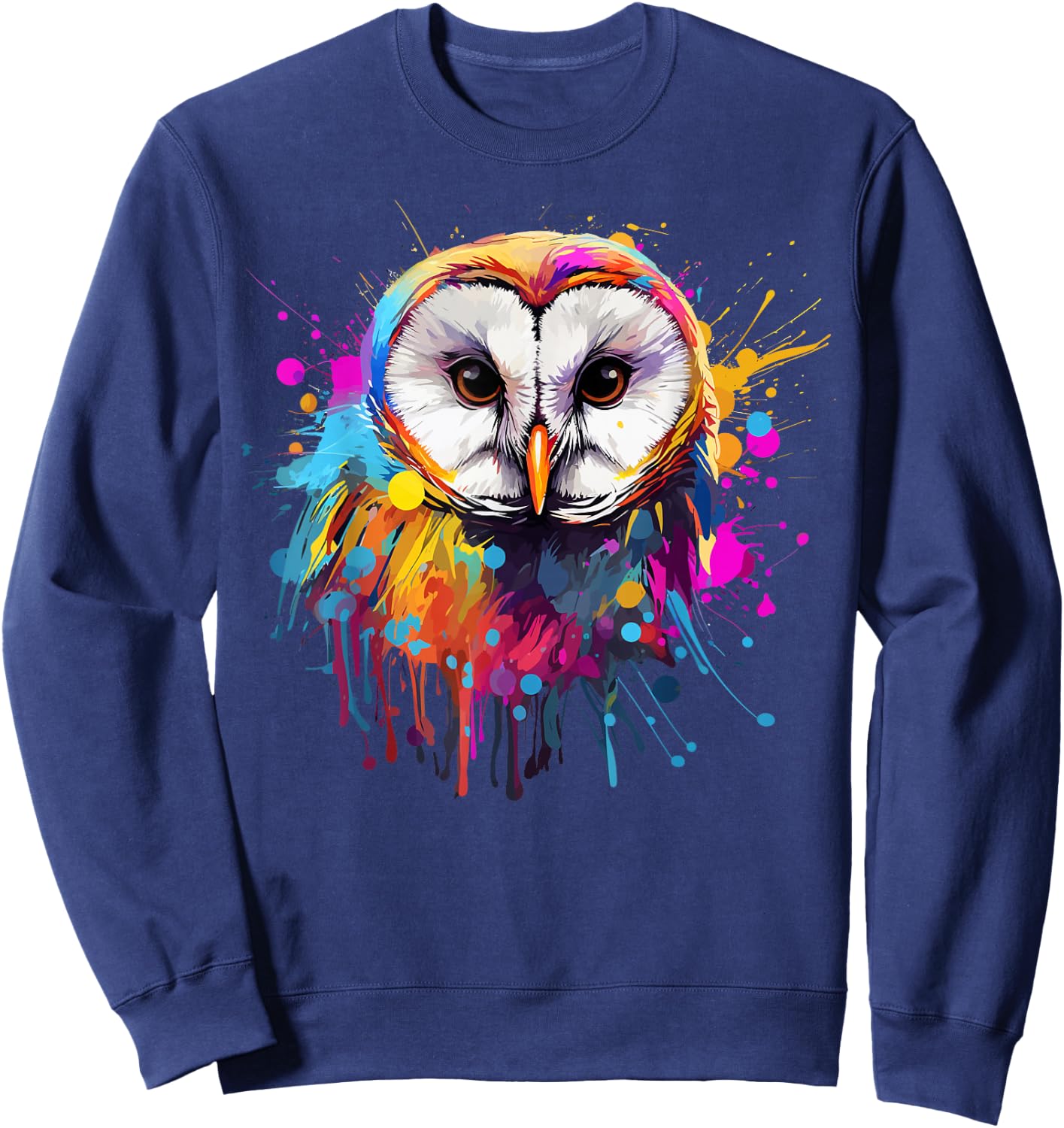 Colorful Splash Art Barn Owl Owls Lover Sweatshirt - Sweatshirt | Navy