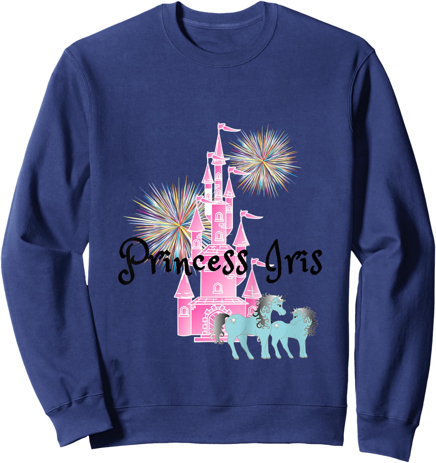 Kids Princess Iris Name Girls Personalized Custom Sweatshirt - Sweatshirt | Navy
