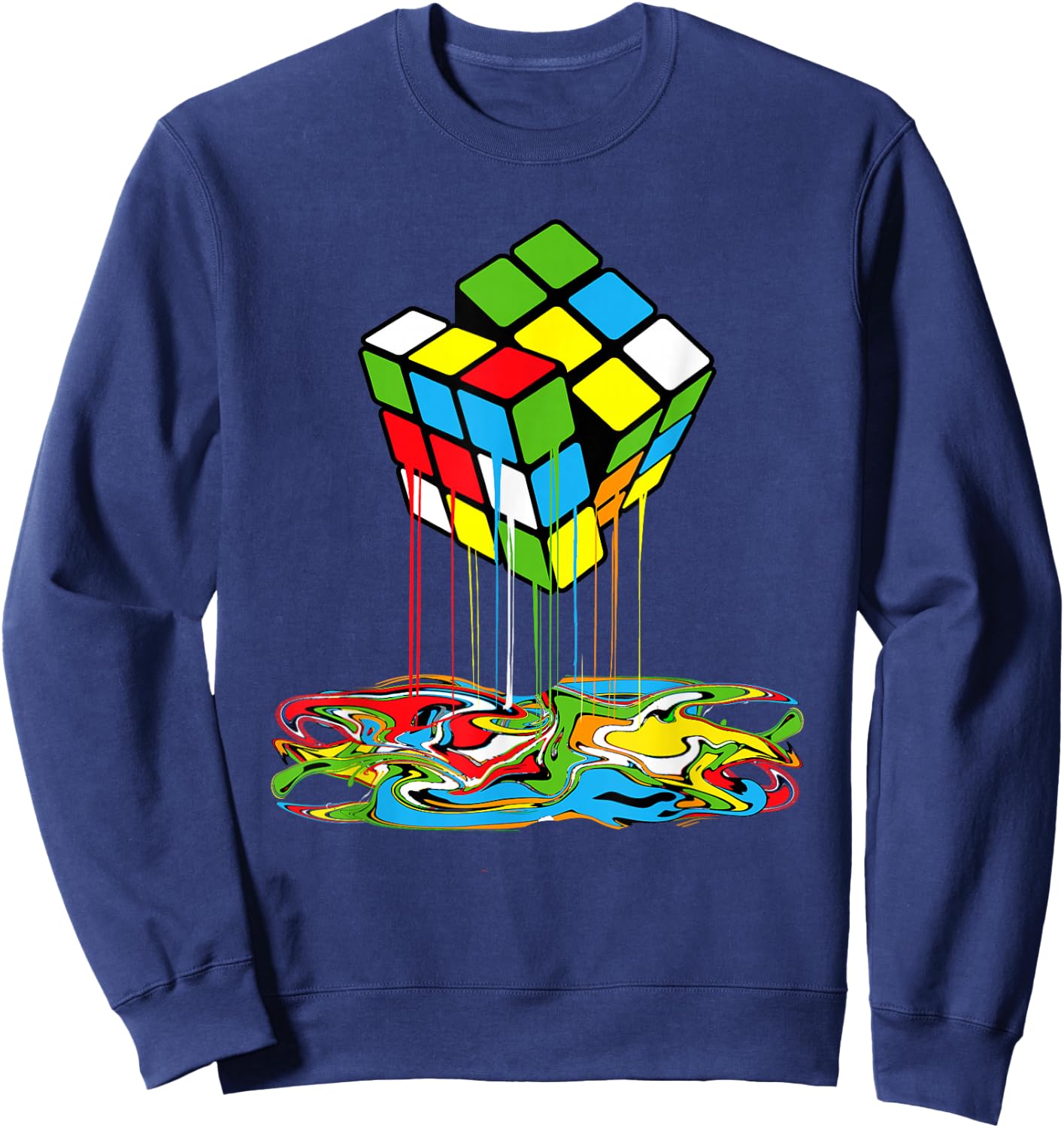 Melting Cube Math Speedcubing Lovers Boys Sweatshirt - Sweatshirt | Navy