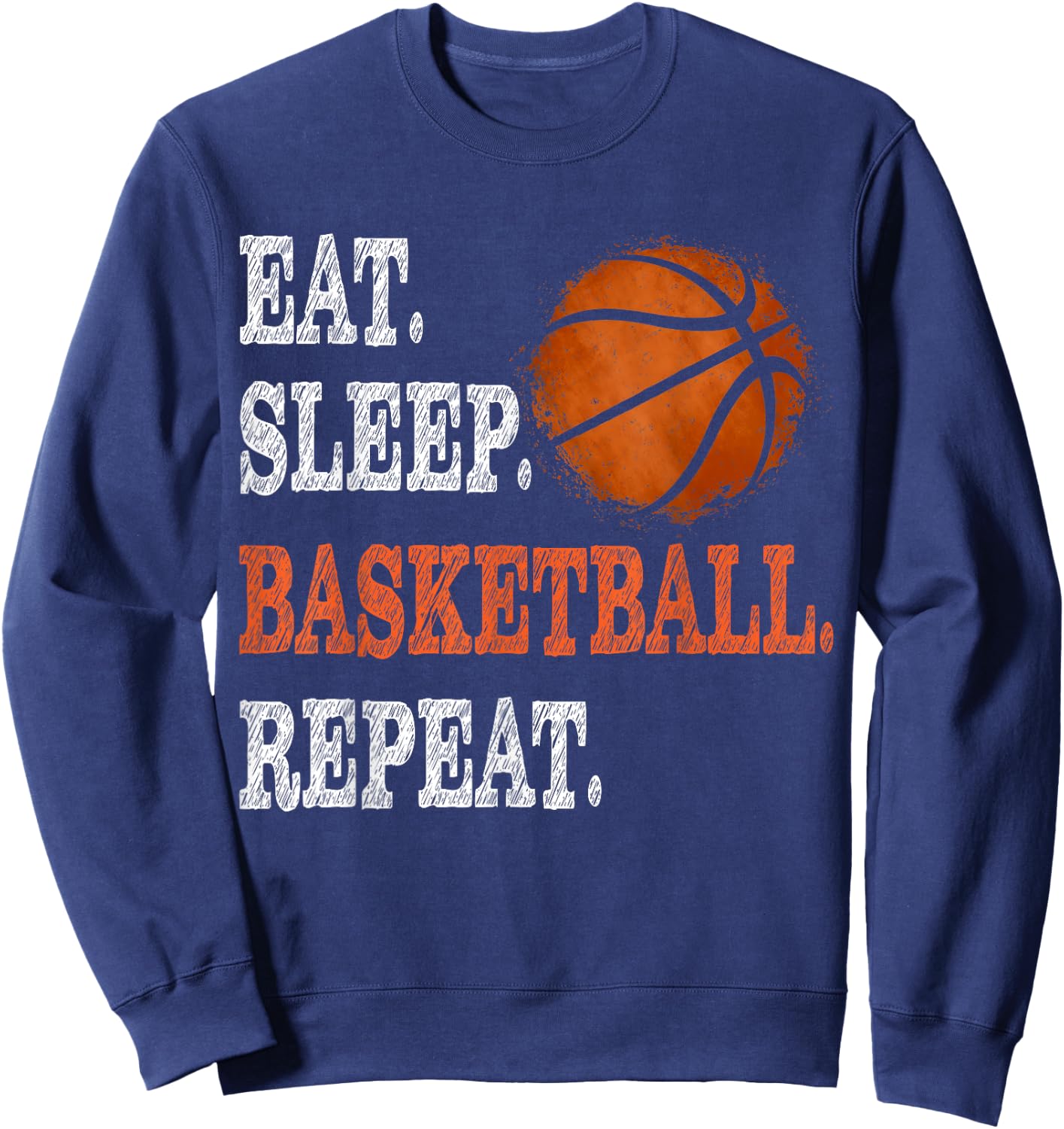 Eat Sleep Basketball Repeat Boy Youth Kid Basketball Fan Sweatshirt - Sweatshirt | Navy