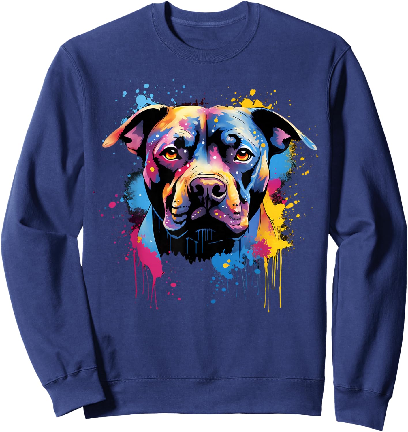 Cute painted Staffordshire Bull Terrier Sweatshirt - Sweatshirt | Navy