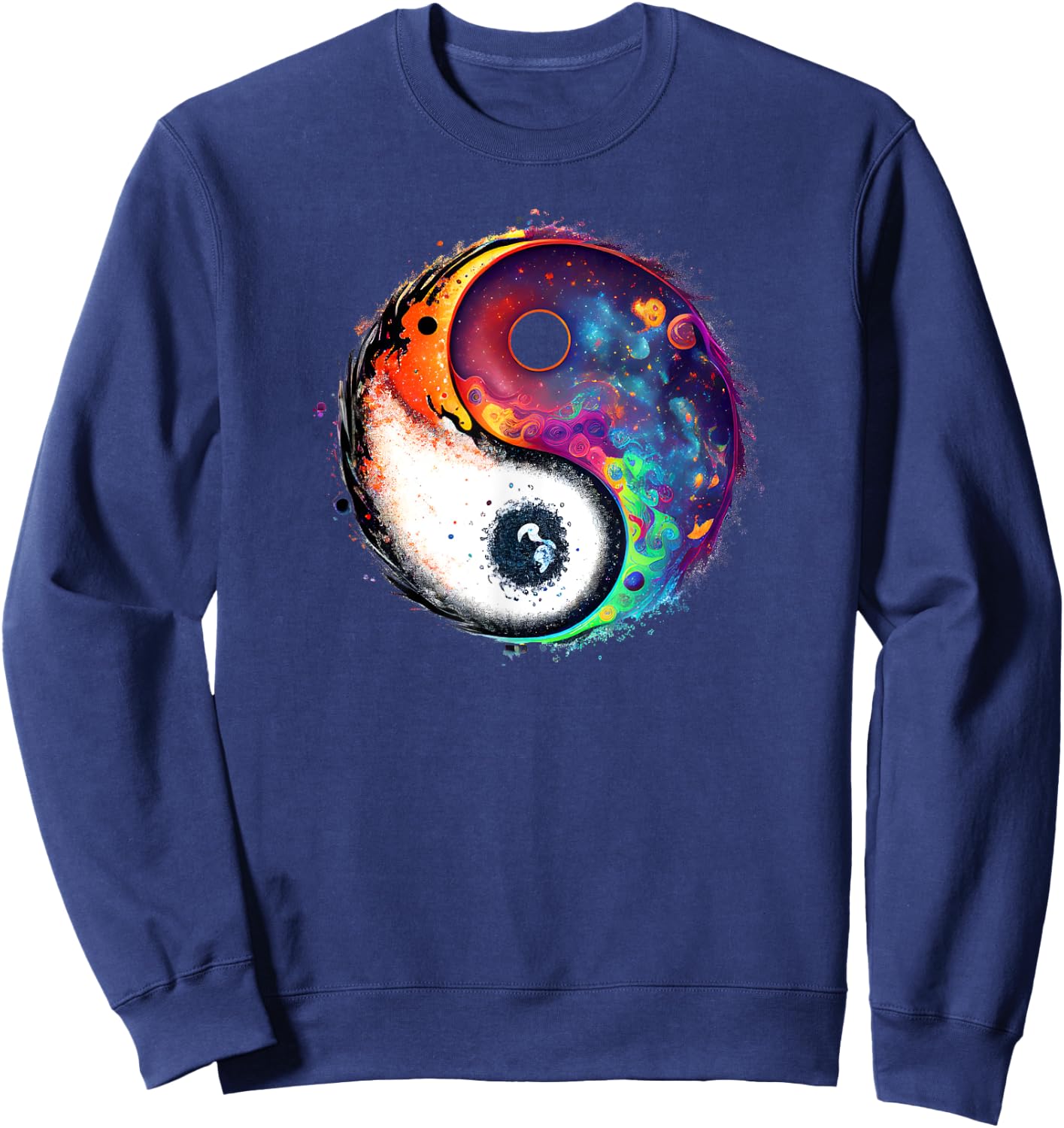 Yin Yang Feng Shui Ying Yang Zen Taijitu Colorful Galaxy Sweatshirt - Sweatshirt | Navy
