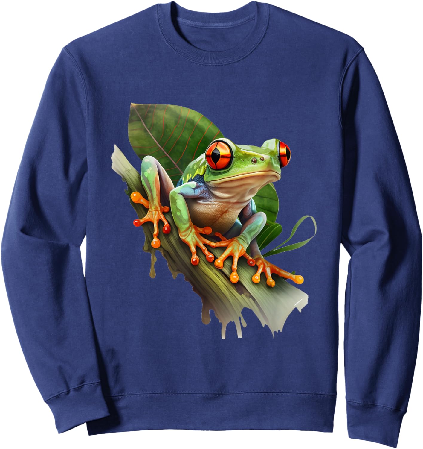 Red Eyed Tree Frog Rainforest Amphibian Green Body Tree Frog Sweatshirt - Sweatshirt | Navy