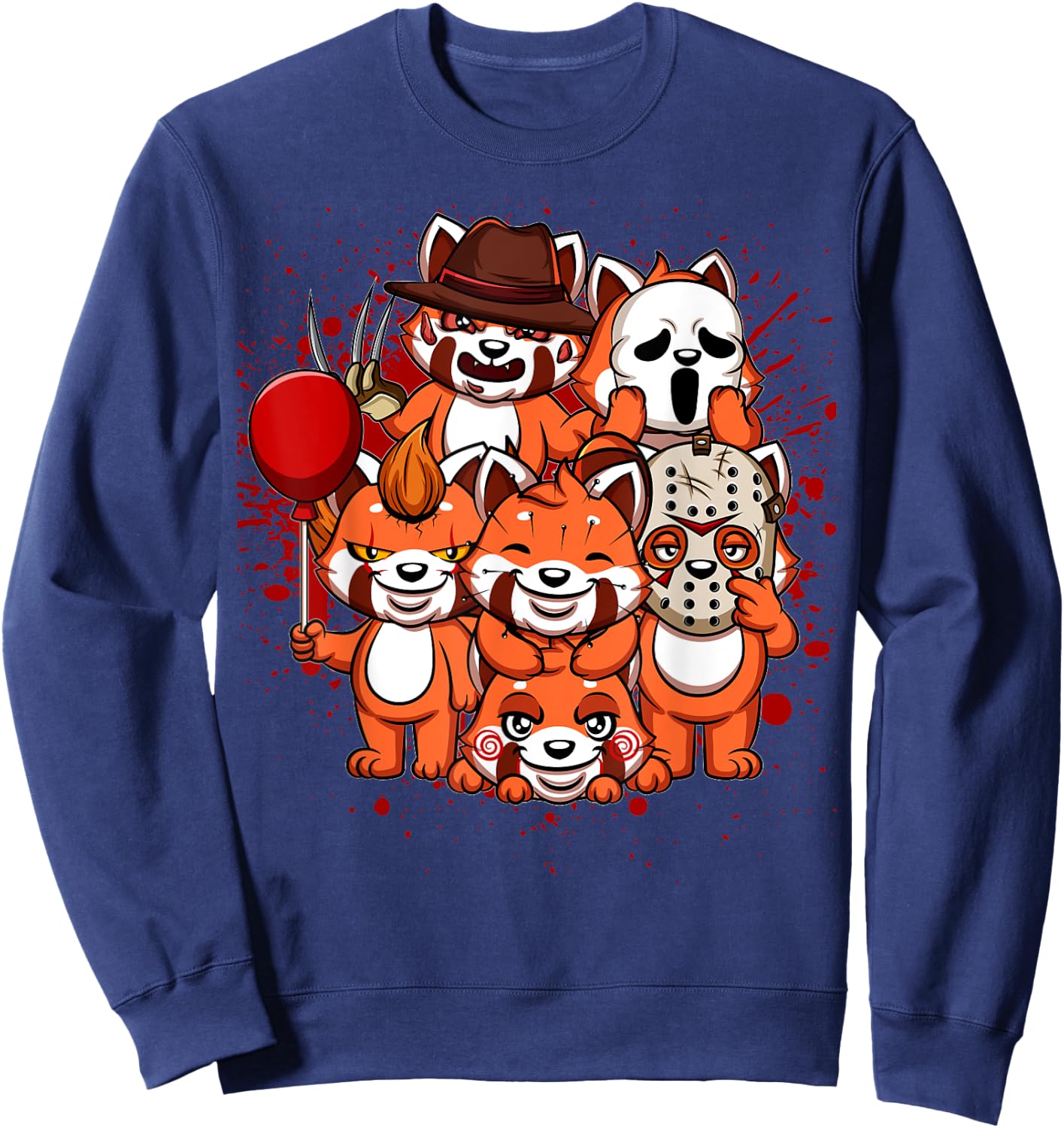 My Little Horror Crew - Halloween Red Pandas Sweatshirt - Sweatshirt | Navy